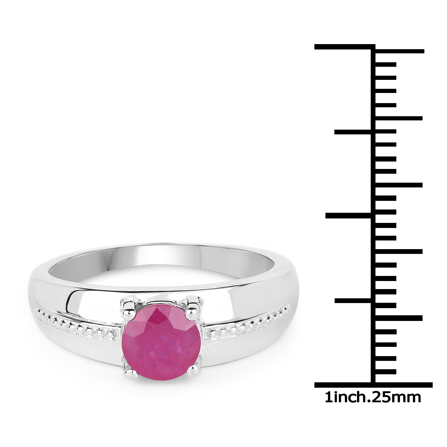 1.10 Carat Genuine Ruby .925 Sterling Silver Ring