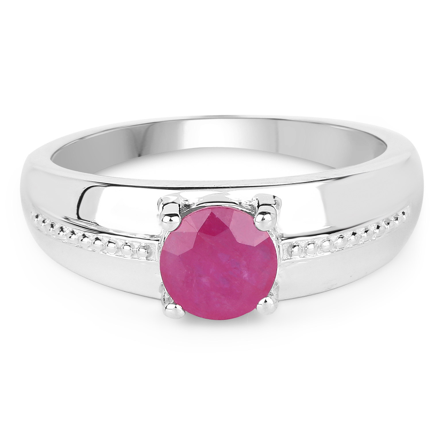 1.10 Carat Genuine Ruby .925 Sterling Silver Ring