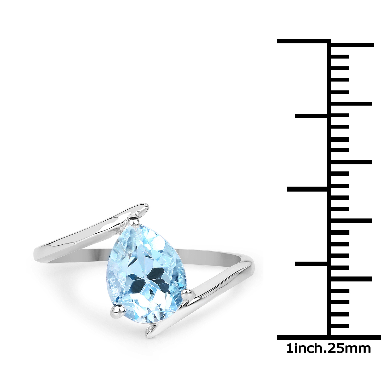1.90 Carat Genuine Blue Topaz .925 Sterling Silver Ring