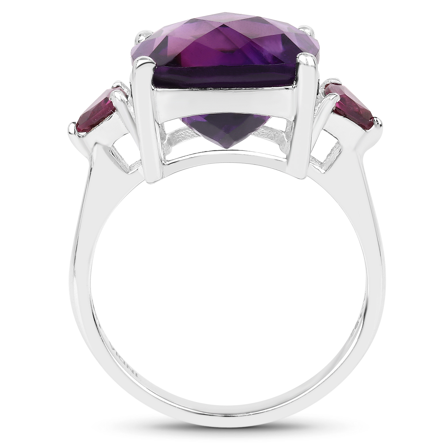 5.90 Carat Genuine Amethyst & Rhodolite .925 Sterling Silver Ring