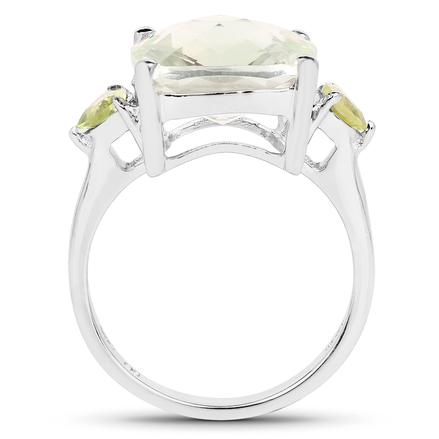 6.80 Carat Genuine Green Amethyst & Peridot .925 Sterling Silver Ring