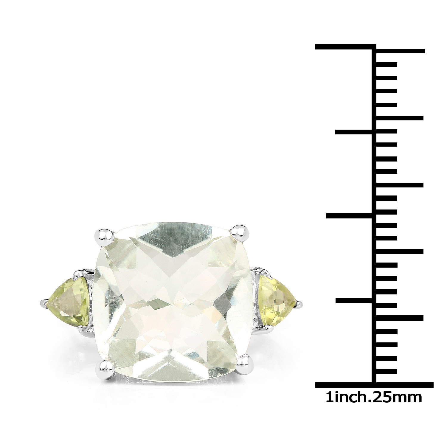 6.80 Carat Genuine Green Amethyst & Peridot .925 Sterling Silver Ring