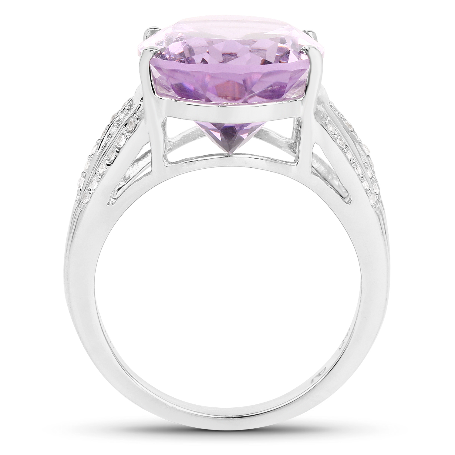 8.41 Carat Genuine Amethyst & White Topaz .925 Sterling Silver Ring