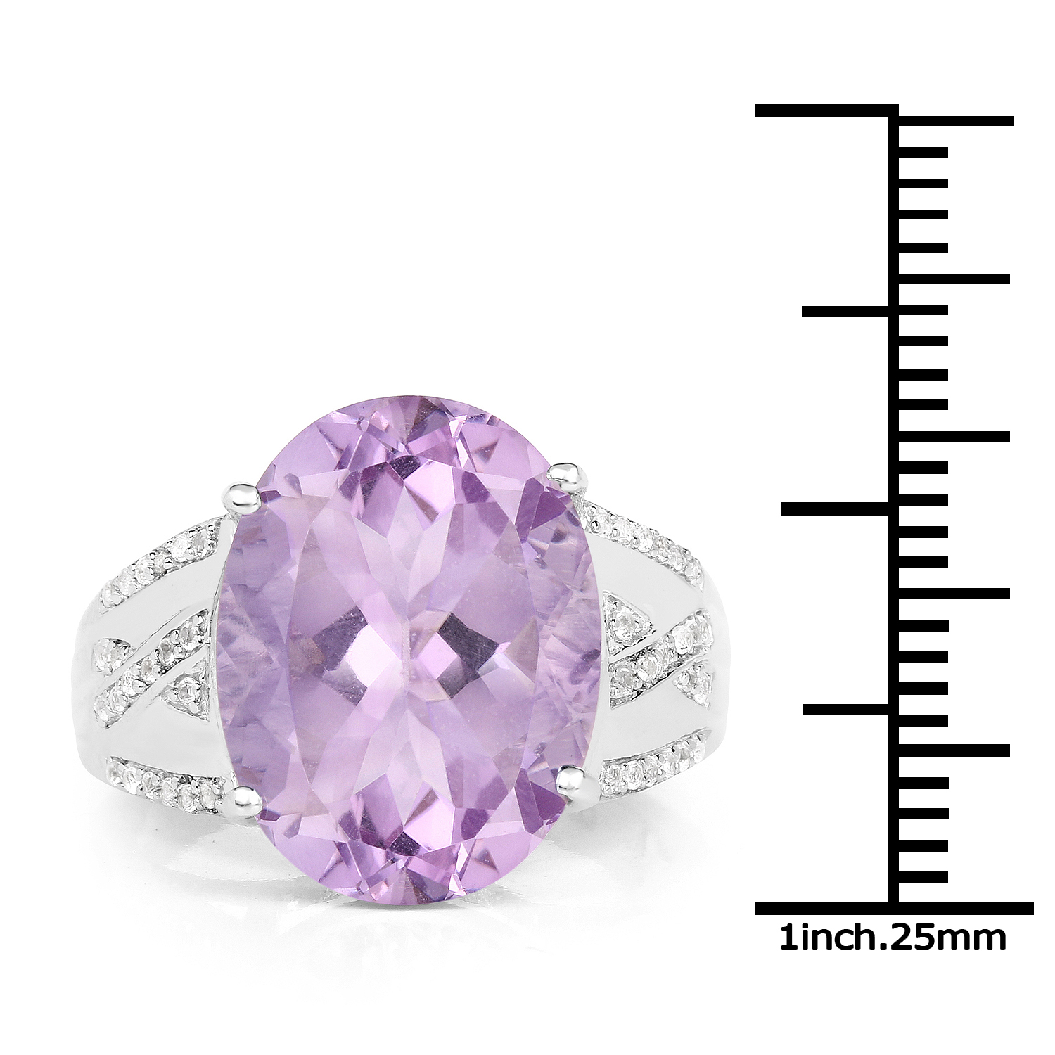8.41 Carat Genuine Amethyst & White Topaz .925 Sterling Silver Ring