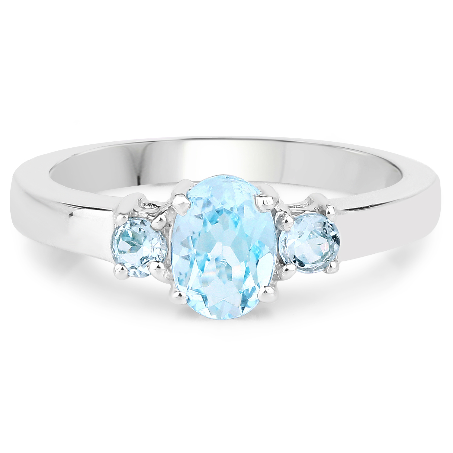 1.19 Carat Genuine Blue Topaz .925 Sterling Silver Ring
