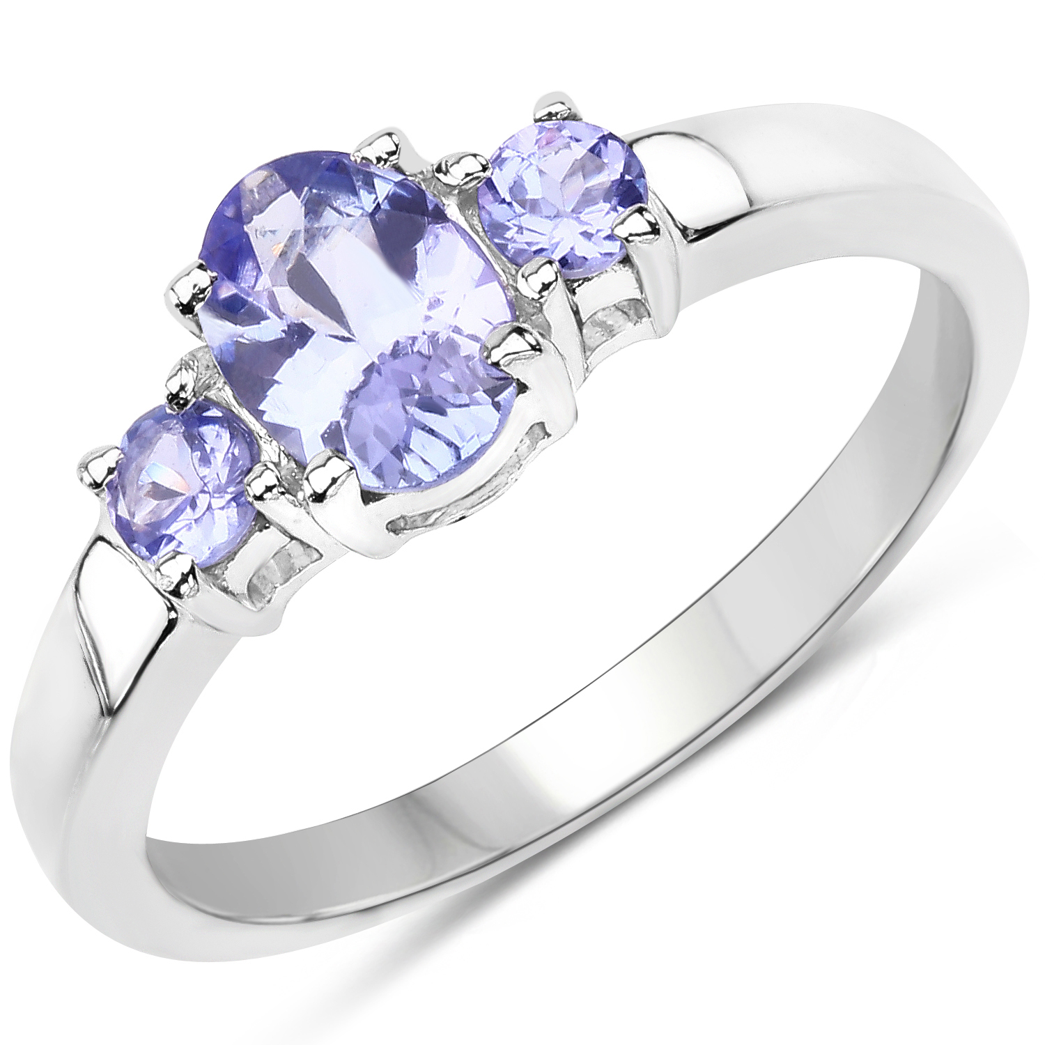 0.95 Carat Genuine Tanzanite .925 Sterling Silver Ring