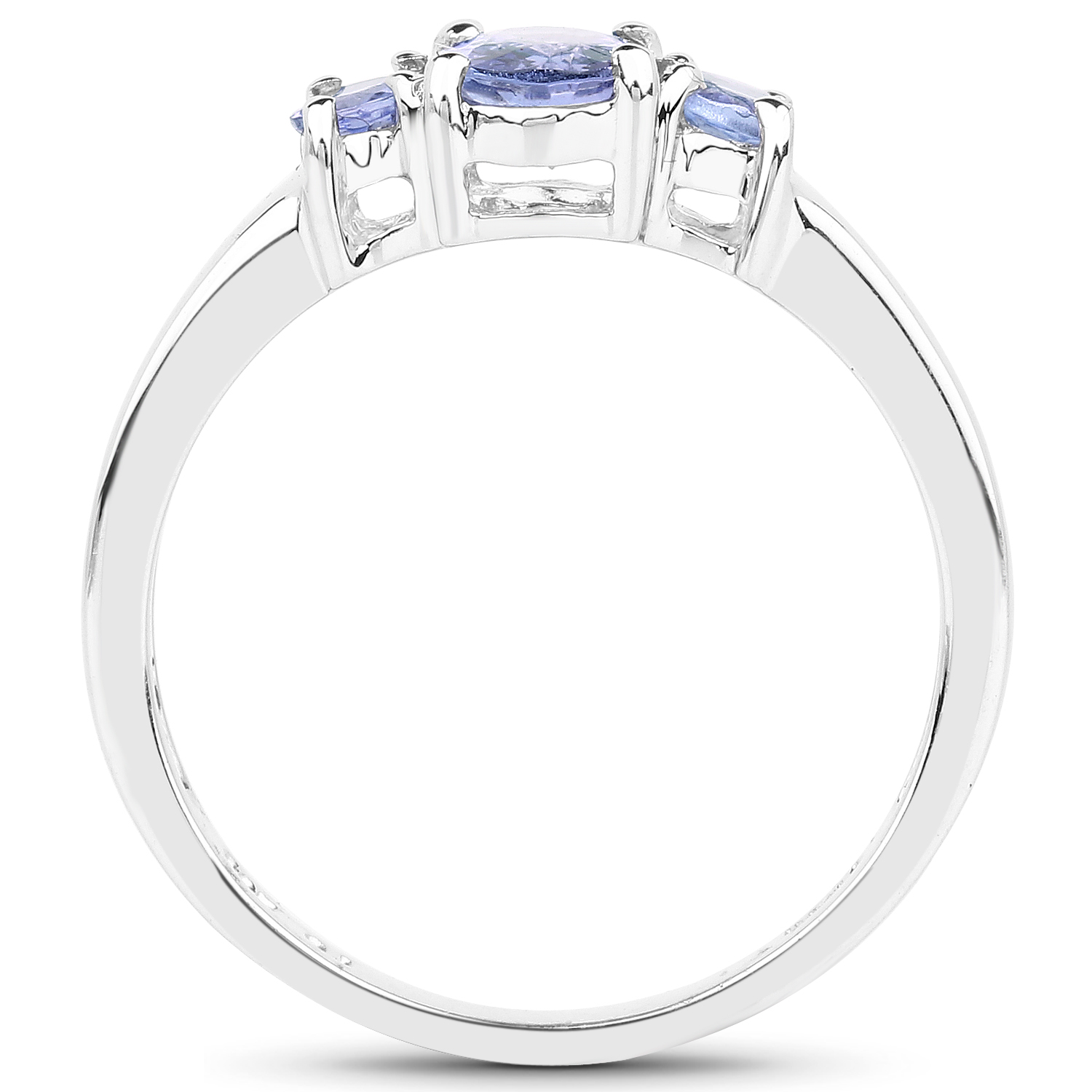 0.95 Carat Genuine Tanzanite .925 Sterling Silver Ring