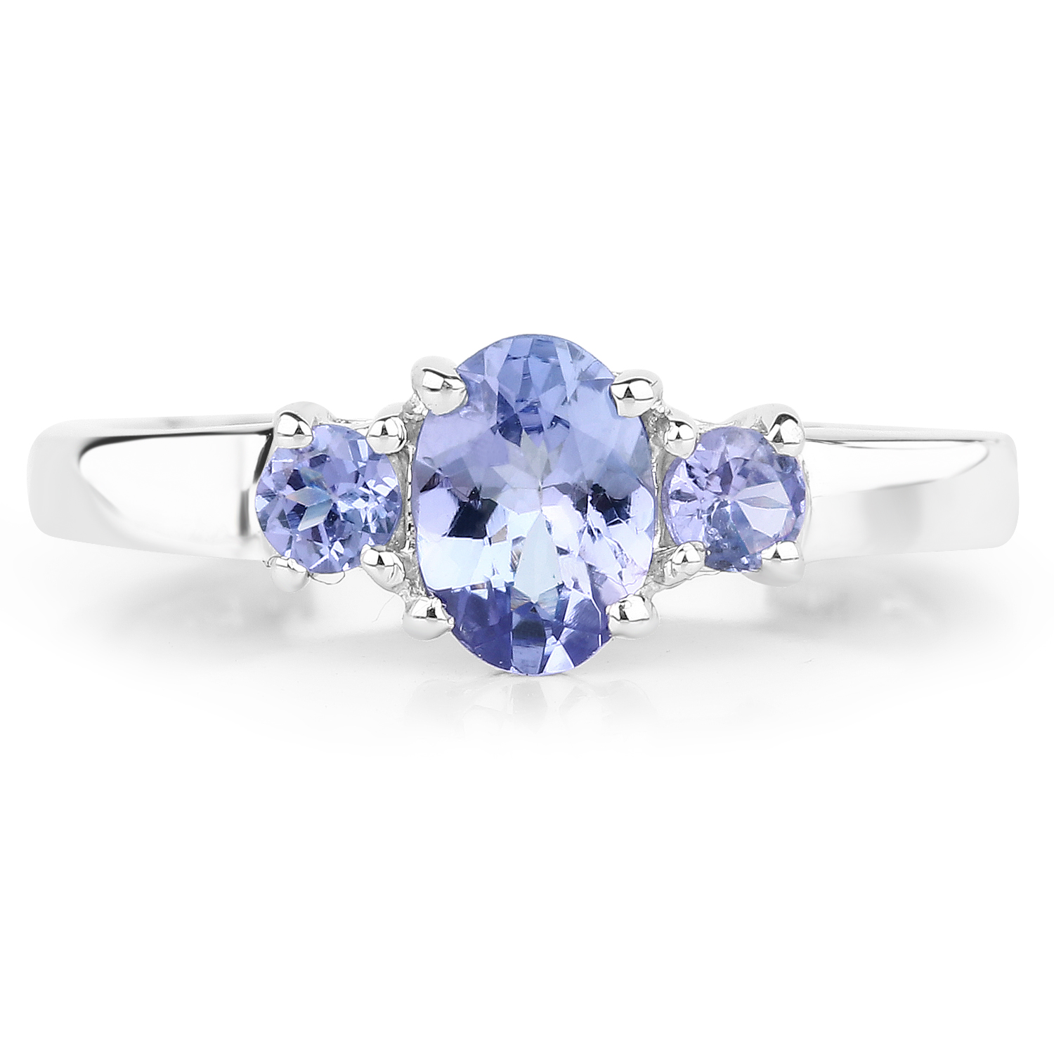 0.95 Carat Genuine Tanzanite .925 Sterling Silver Ring