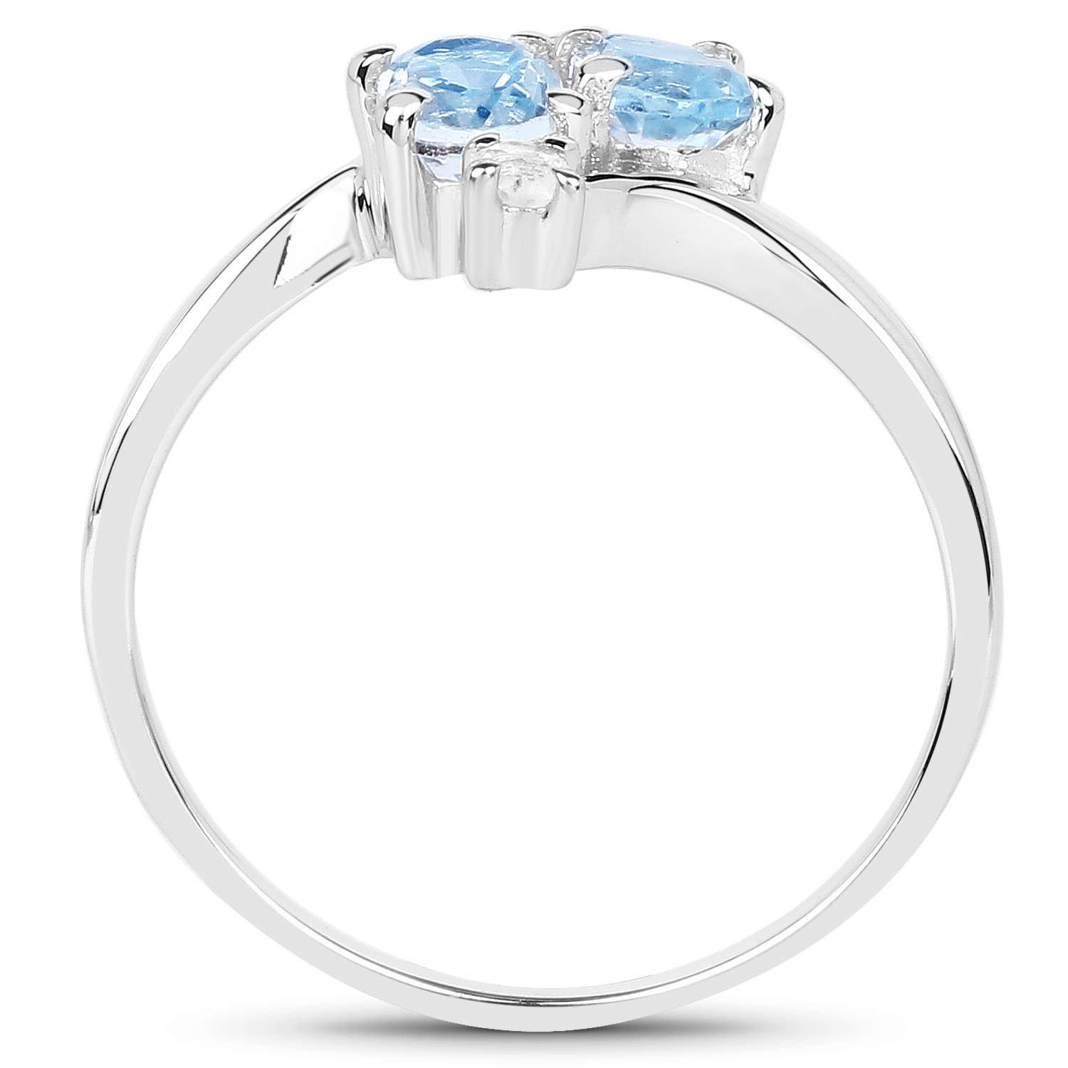 1.10 Carat Genuine Blue Topaz & White Topaz .925 Sterling Silver Ring