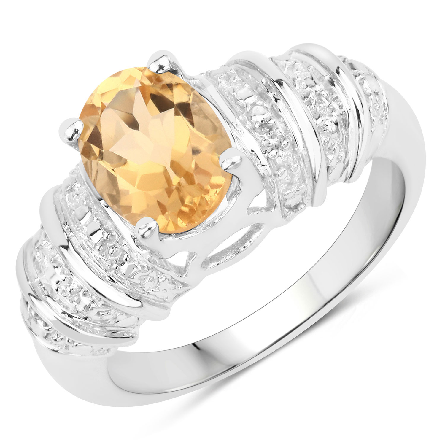 1.00 Carat Genuine Citrine .925 Sterling Silver Ring
