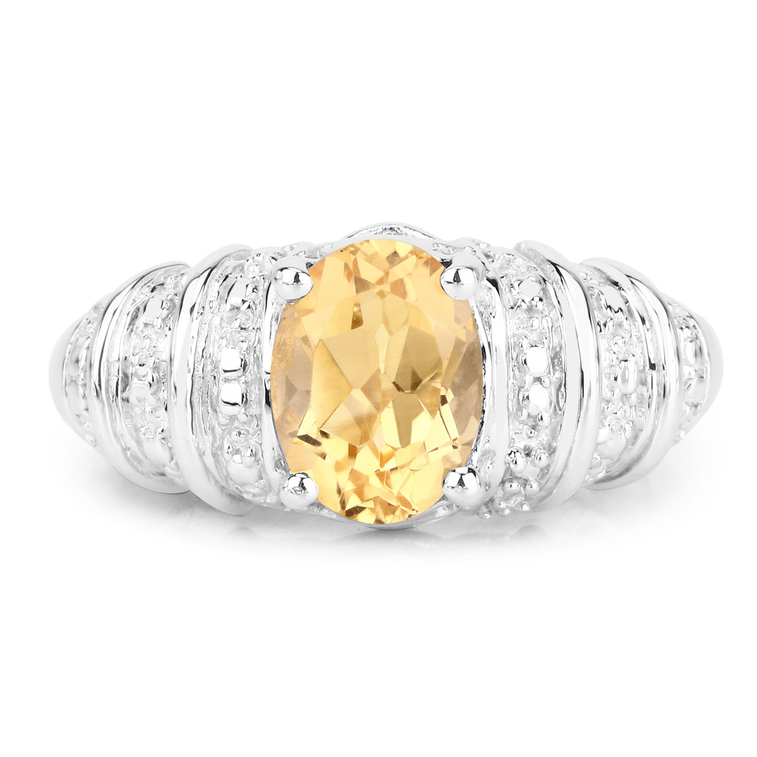 1.00 Carat Genuine Citrine .925 Sterling Silver Ring