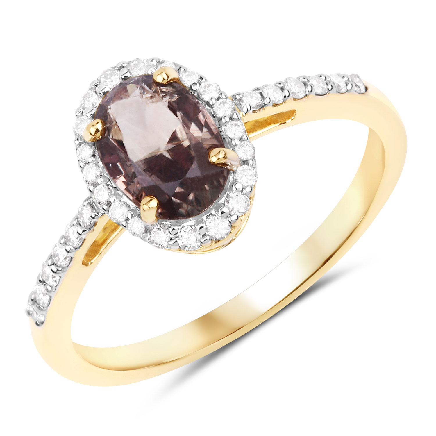 14K Yellow Gold Size 7 Ring 1.47 Carat Sapphire Oval Cut with White Diamond 0.21ct (Vault_Q)