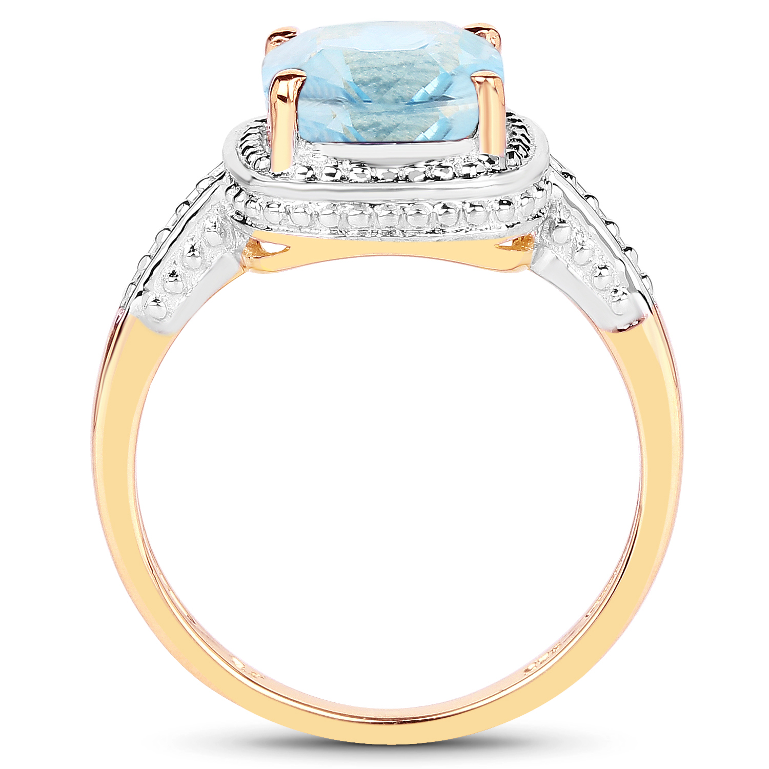 14K Yellow Gold Plated 2.30 Carat Genuine Blue Topaz .925 Sterling Silver Ring