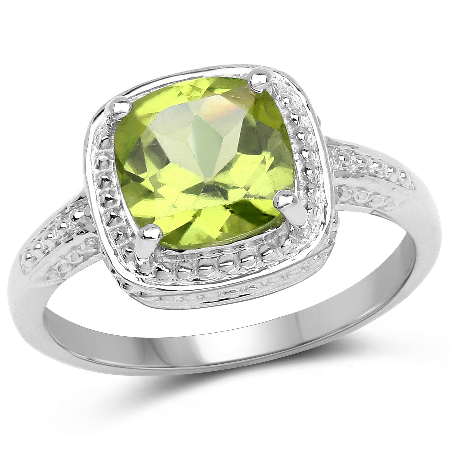2.15 Carat Genuine Peridot .925 Sterling Silver Ring