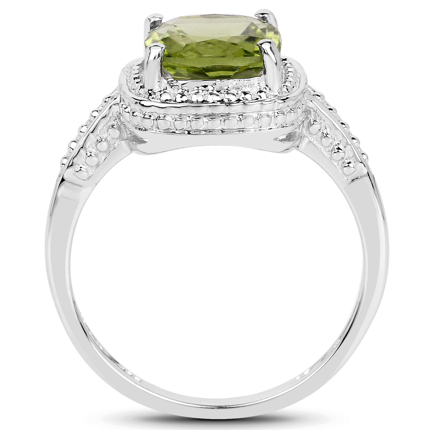 2.15 Carat Genuine Peridot .925 Sterling Silver Ring