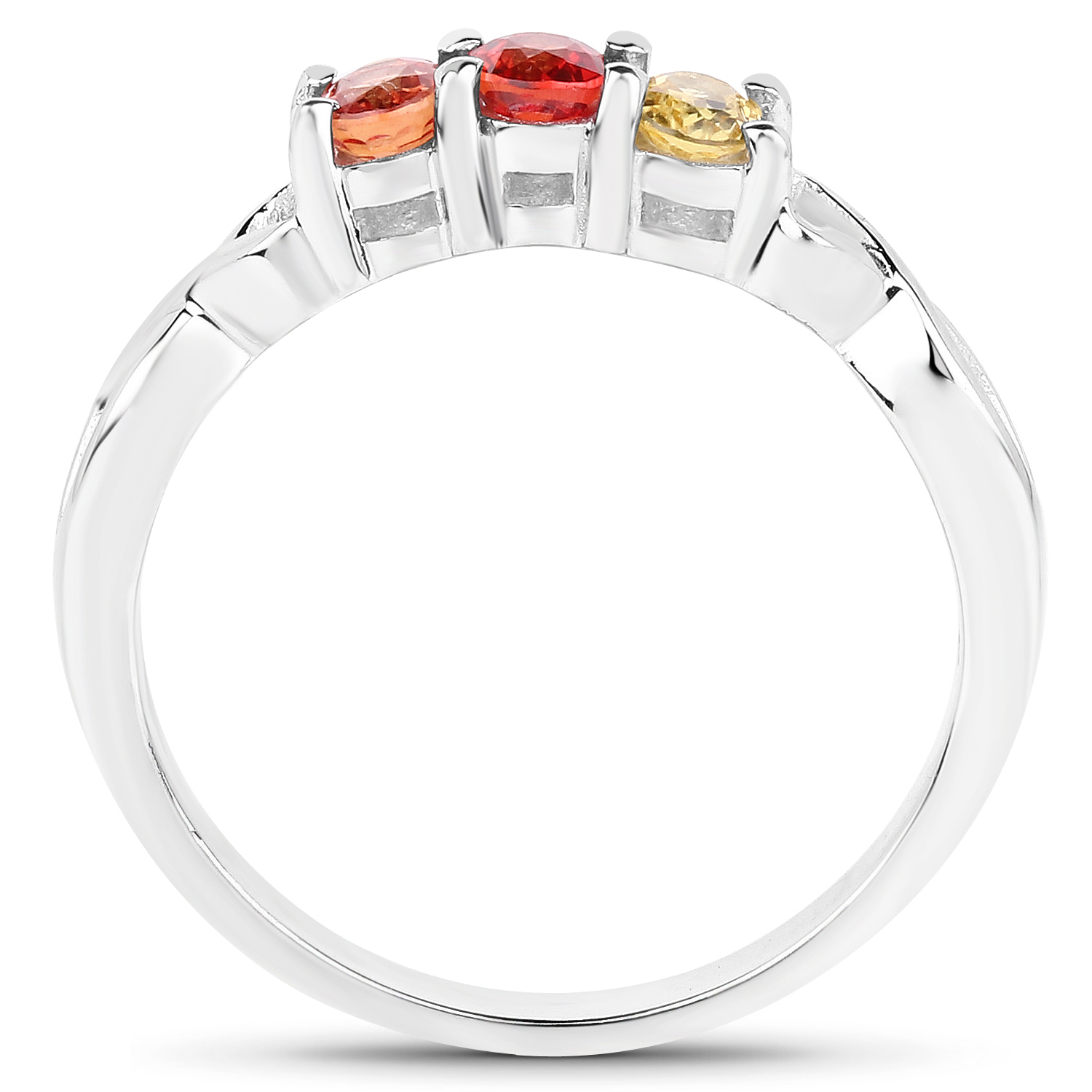 0.60 Carat Genuine Multi Sapphire .925 Sterling Silver Ring