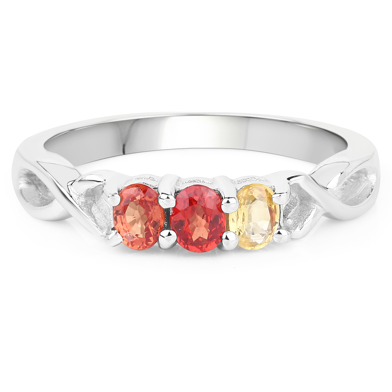 0.60 Carat Genuine Multi Sapphire .925 Sterling Silver Ring