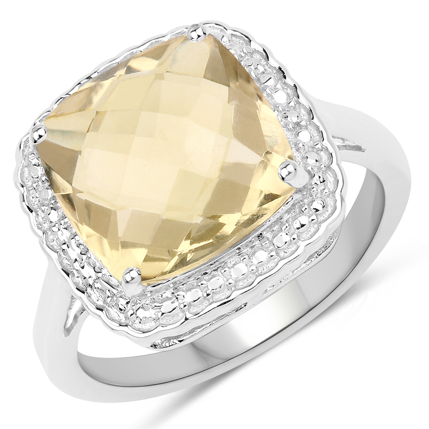 4.65 Carat Genuine Lemon Quartz .925 Sterling Silver Ring