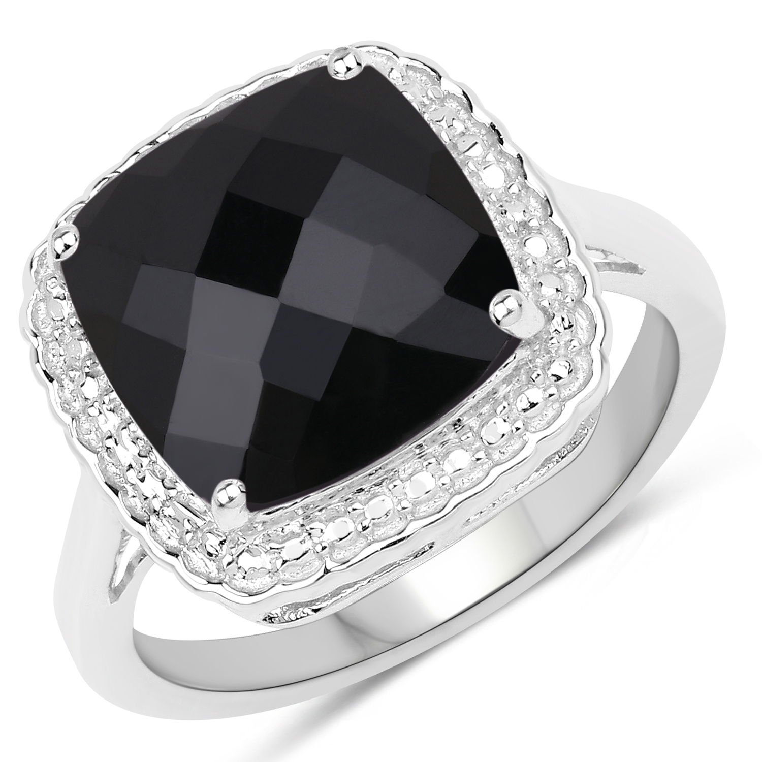 4.40 Carat Genuine Black Onyx .925 Sterling Silver Ring