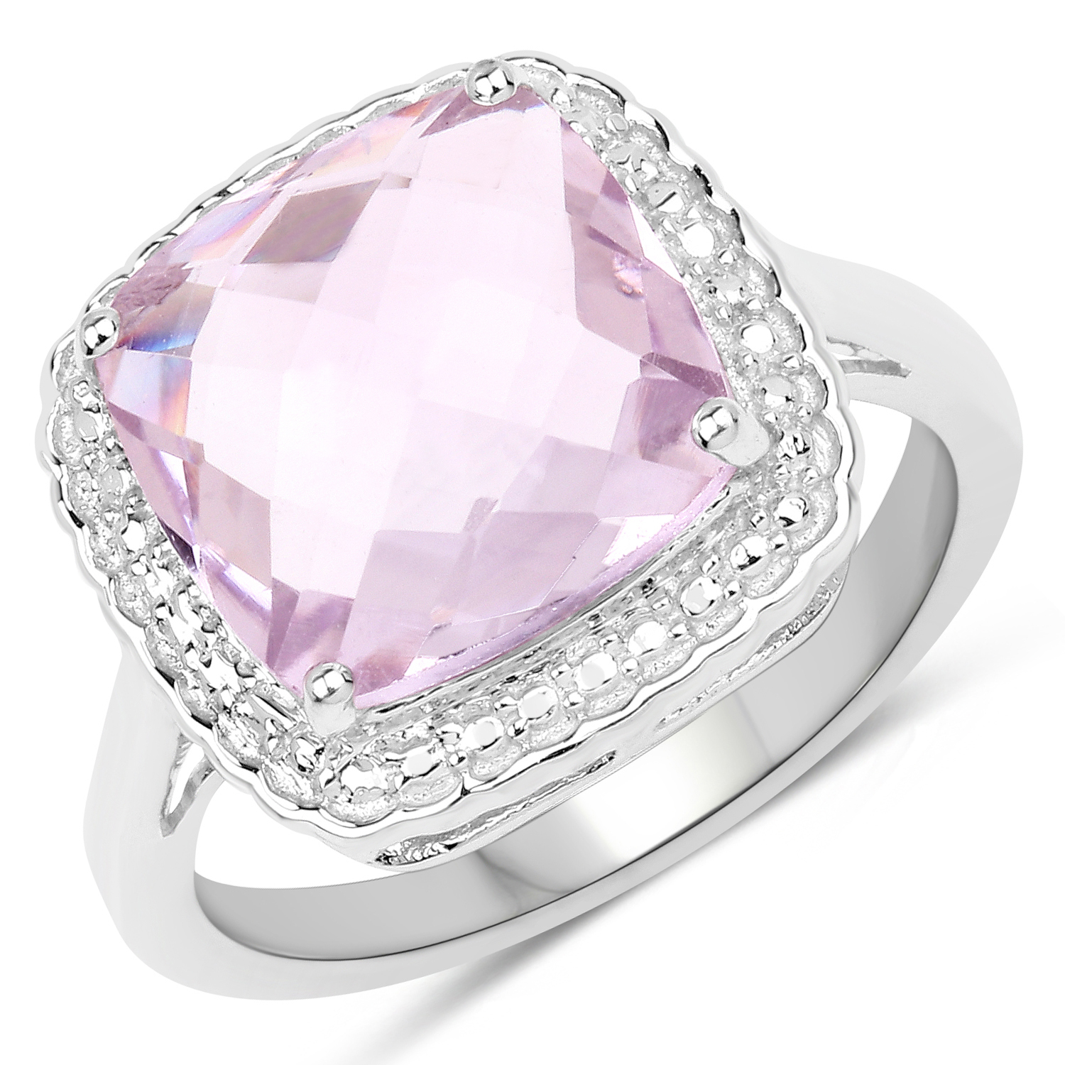 4.27 Carat Genuine Pink Amethyst .925 Sterling Silver Ring