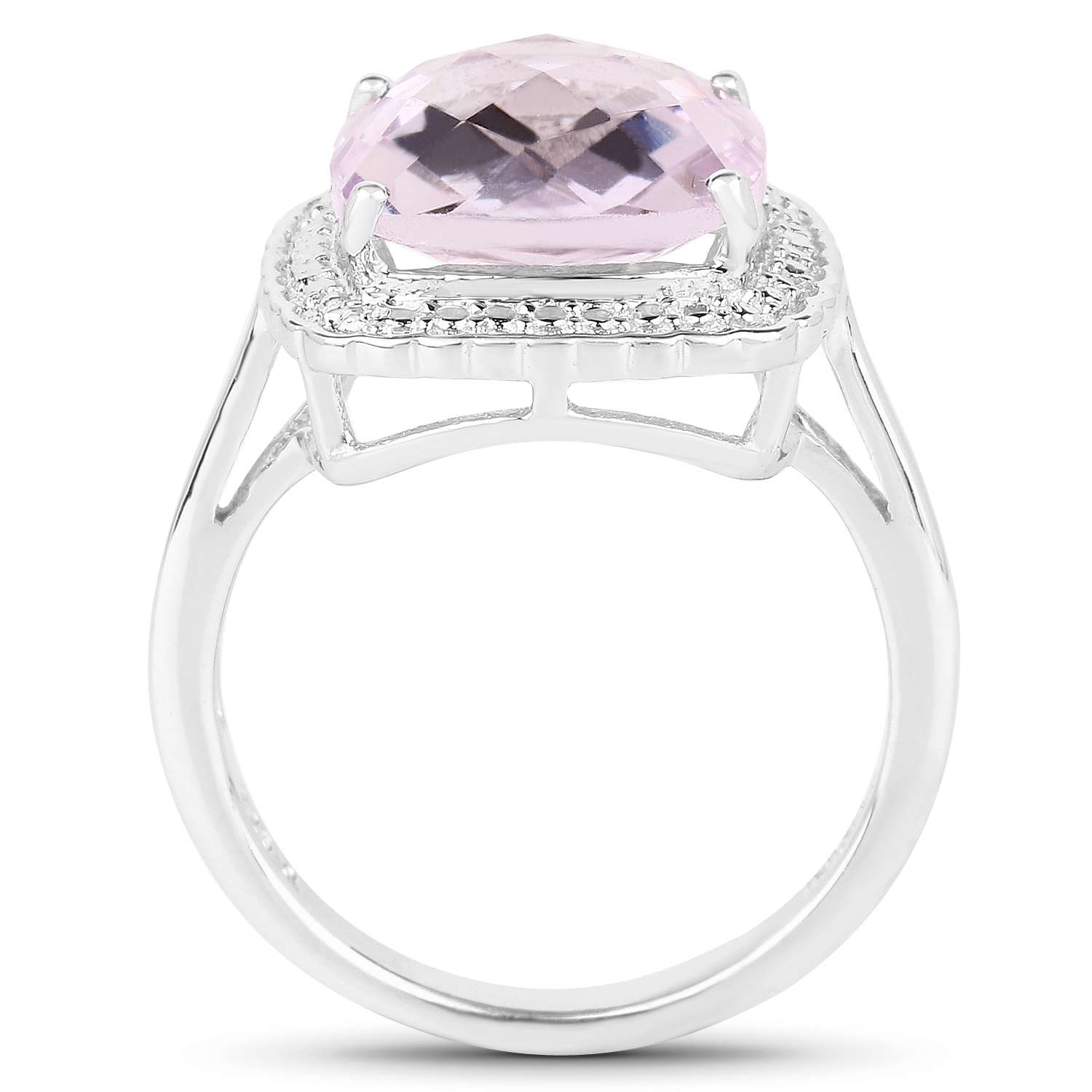 4.27 Carat Genuine Pink Amethyst .925 Sterling Silver Ring