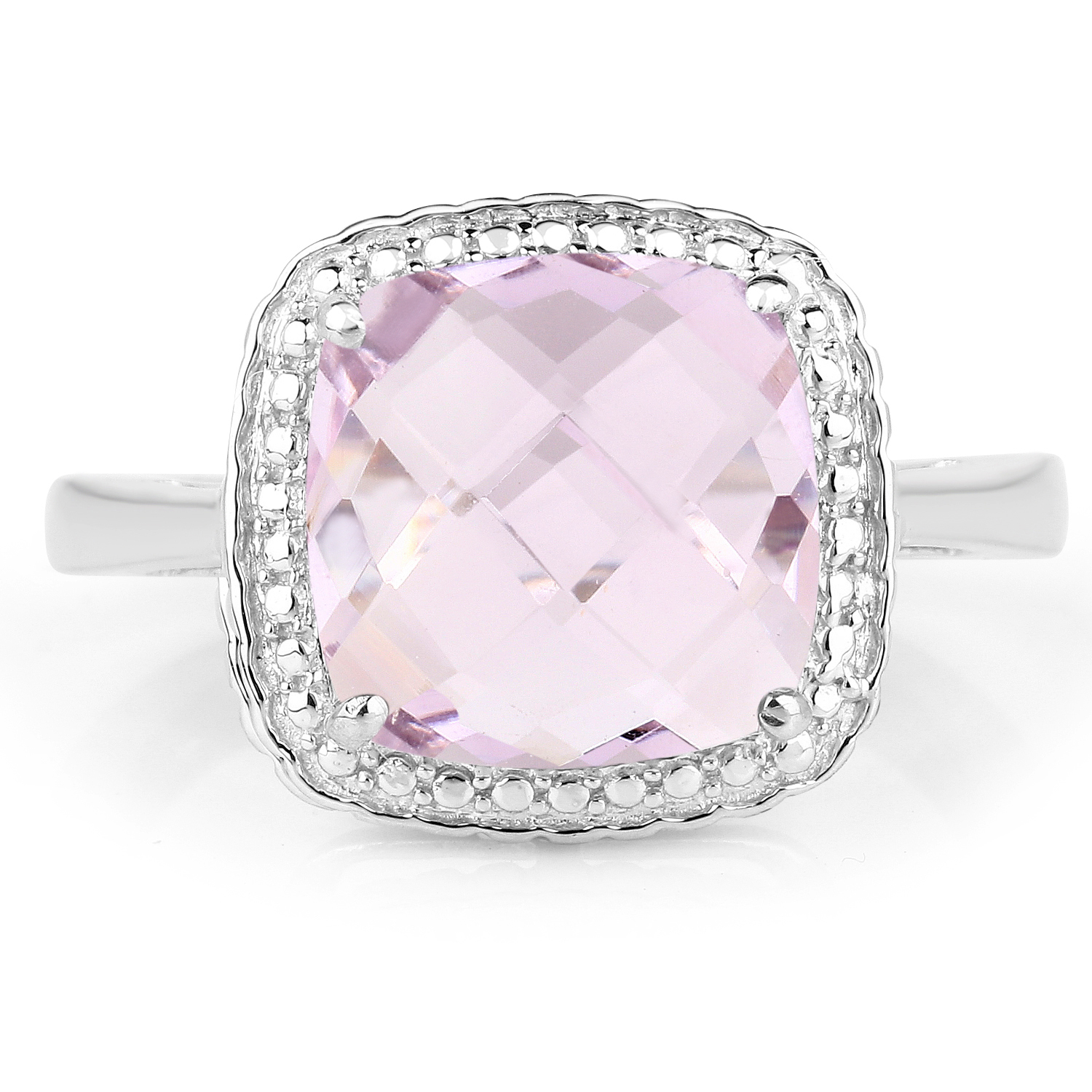 4.27 Carat Genuine Pink Amethyst .925 Sterling Silver Ring