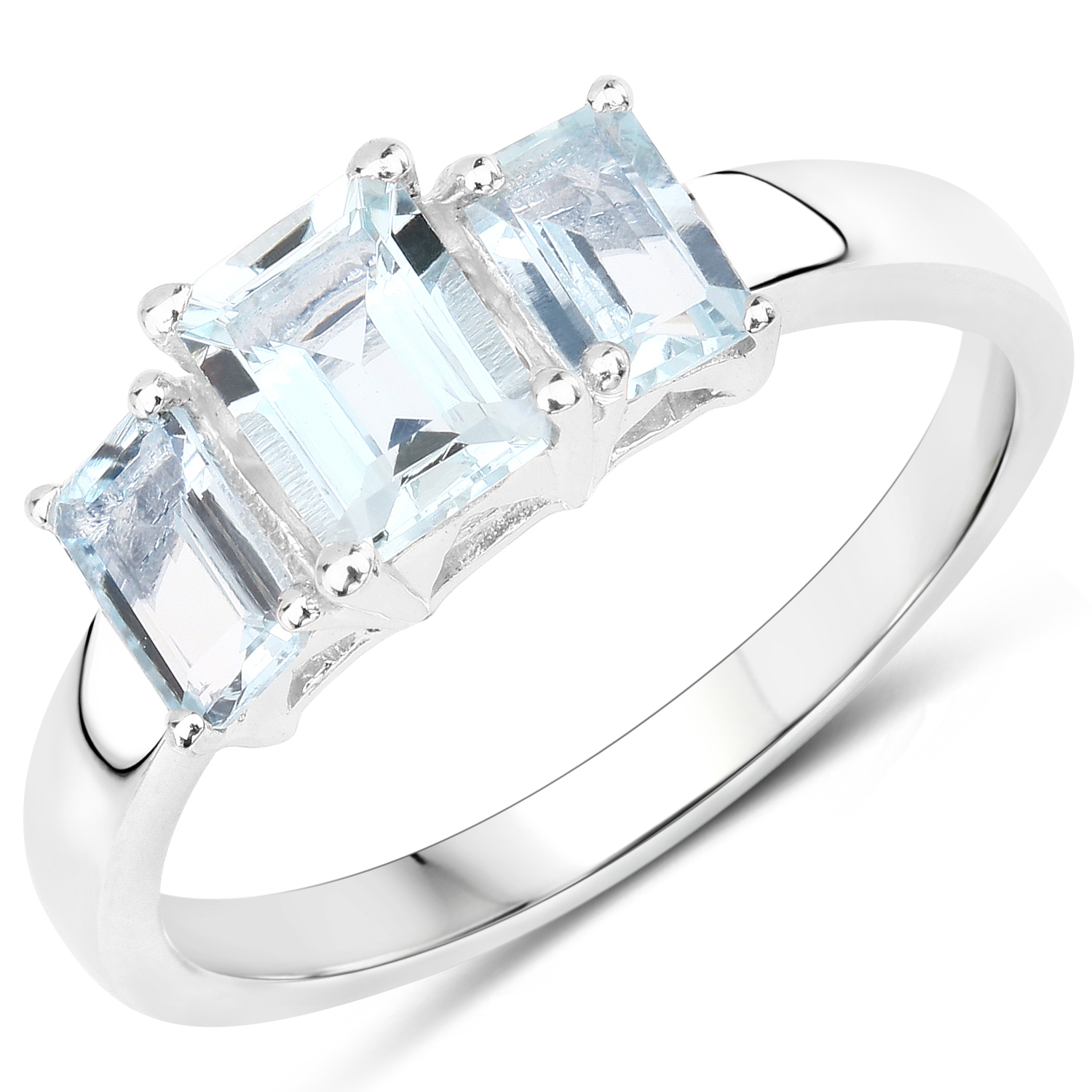 1.84 Carat Genuine Aquamarine .925 Sterling Silver Ring