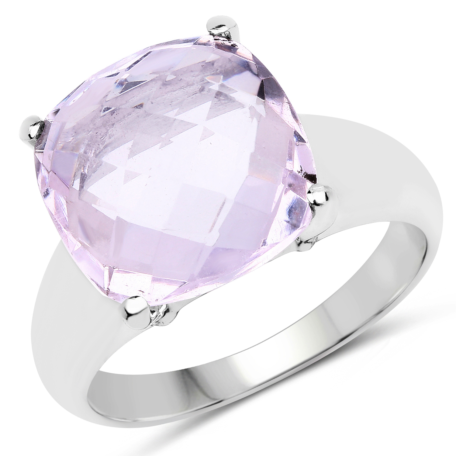 6.28 Carat Genuine Pink Amethyst .925 Sterling Silver Ring