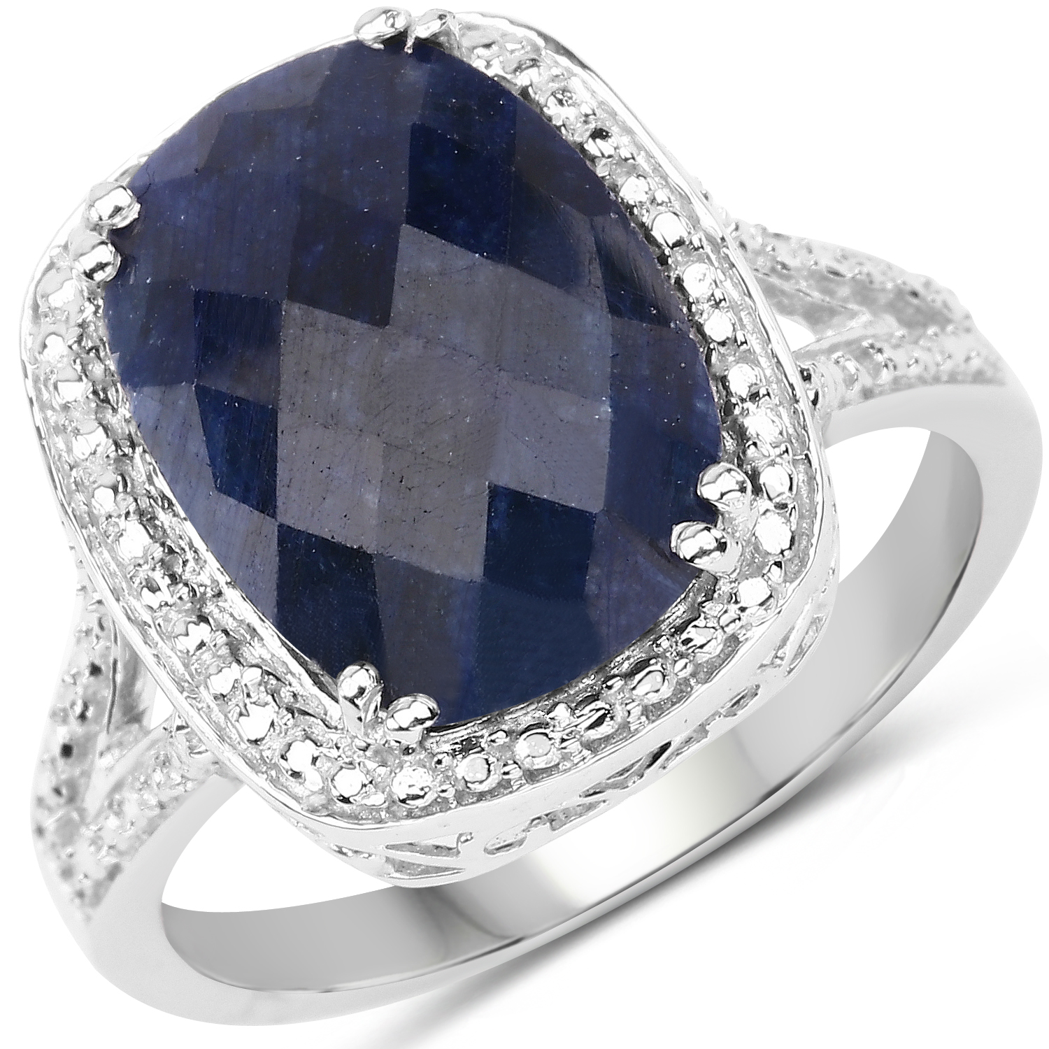8.35 Carat Dyed Sapphire .925 Sterling Silver Ring