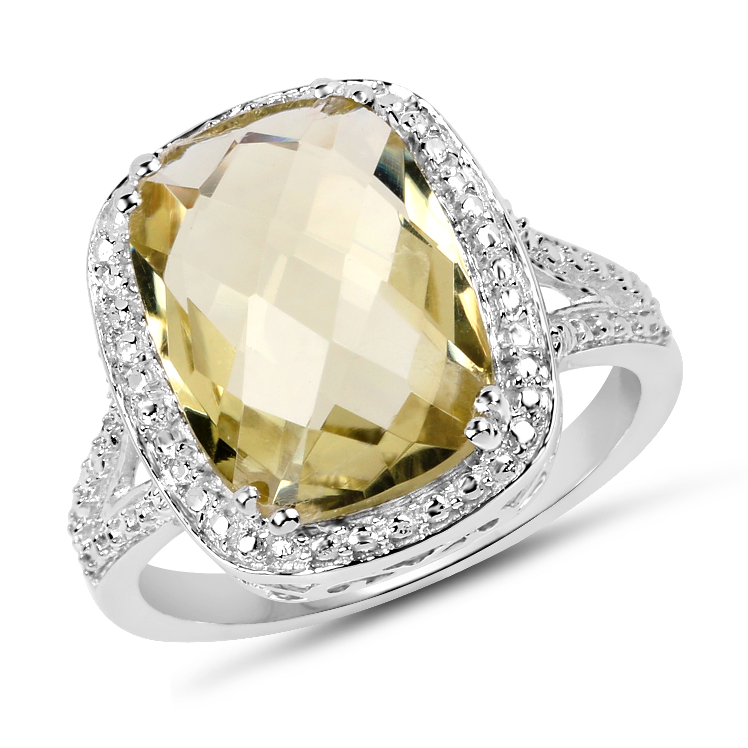 5.54 Carat Genuine Lemon Quartz .925 Sterling Silver Ring