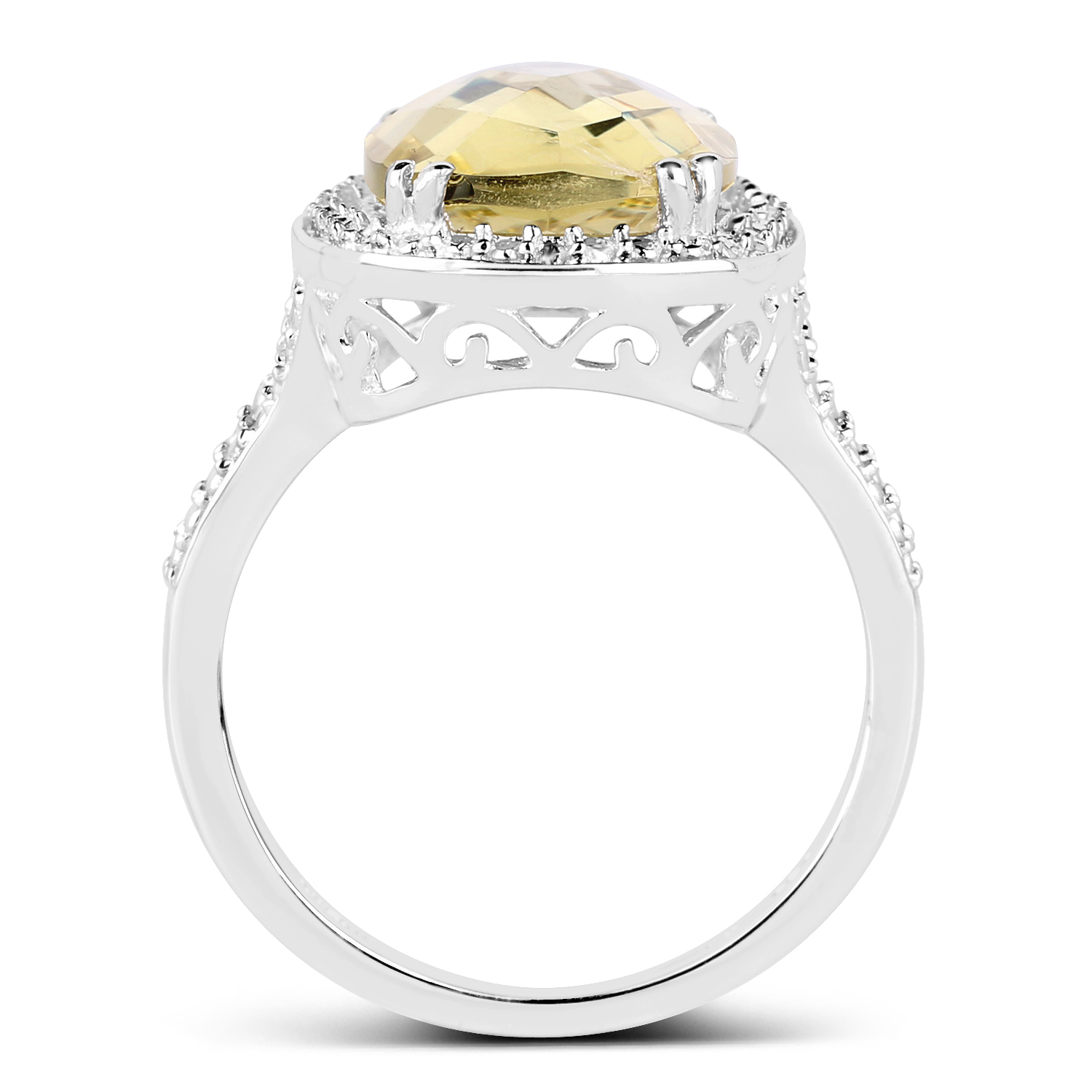5.54 Carat Genuine Lemon Quartz .925 Sterling Silver Ring