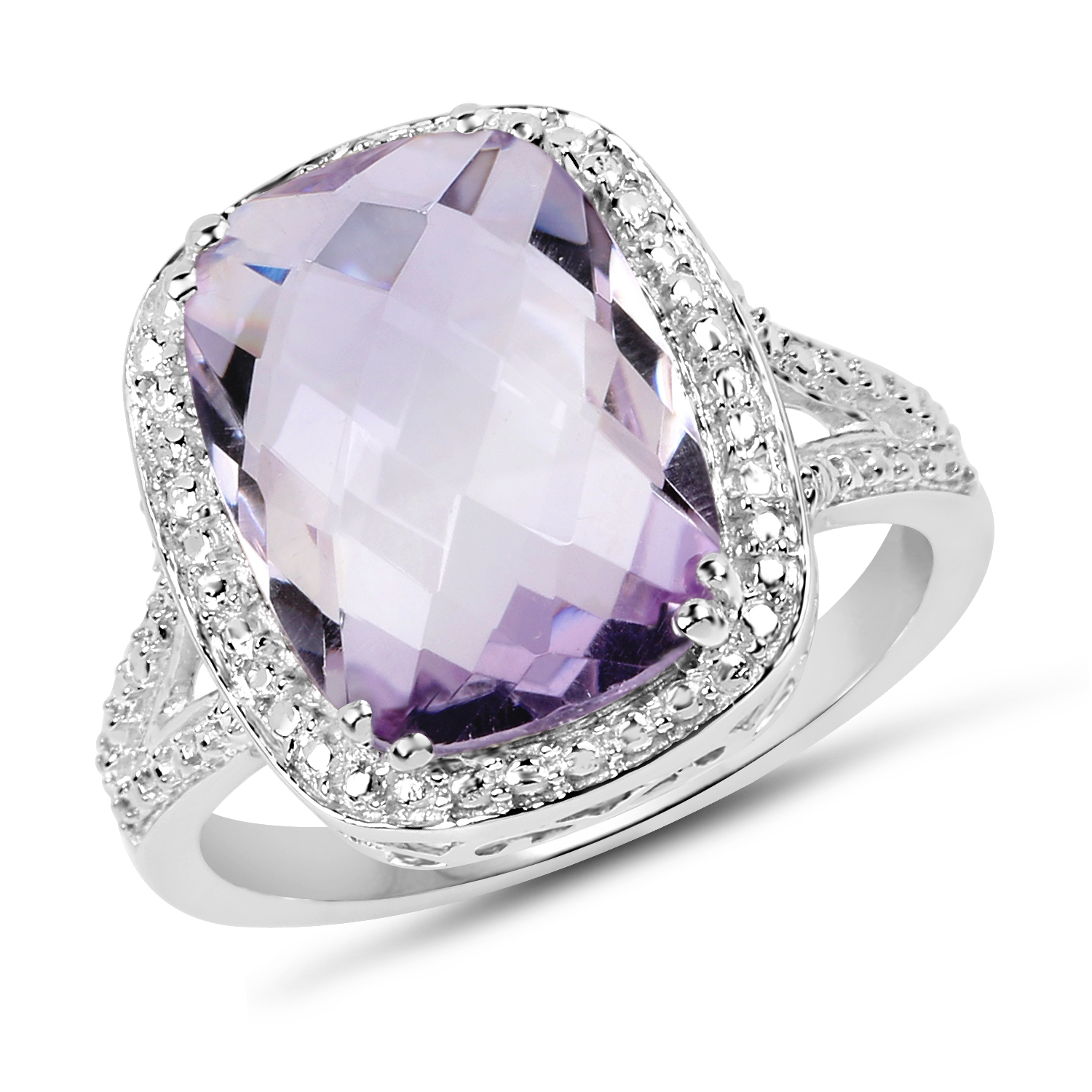 5.78 Carat Genuine Pink Amethyst .925 Sterling Silver Ring