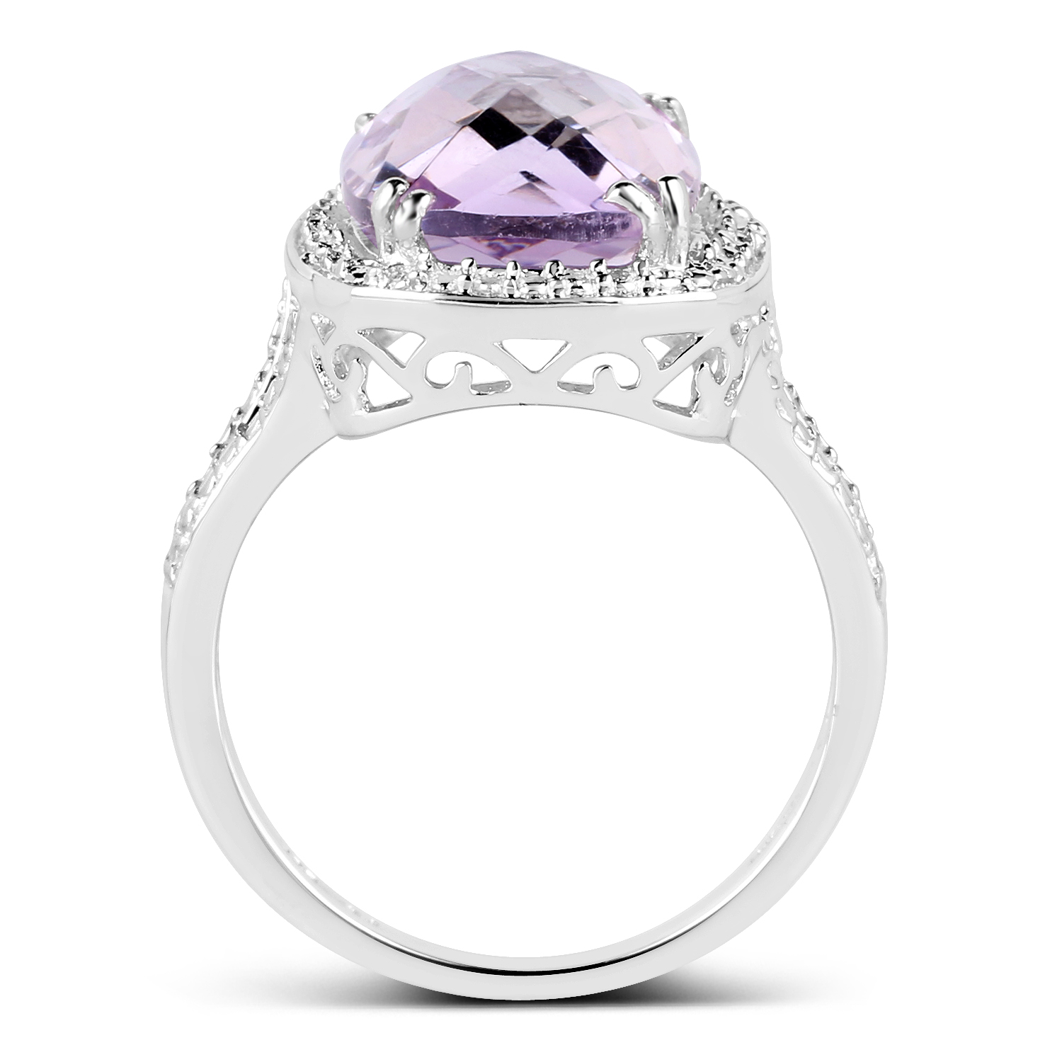 5.78 Carat Genuine Pink Amethyst .925 Sterling Silver Ring