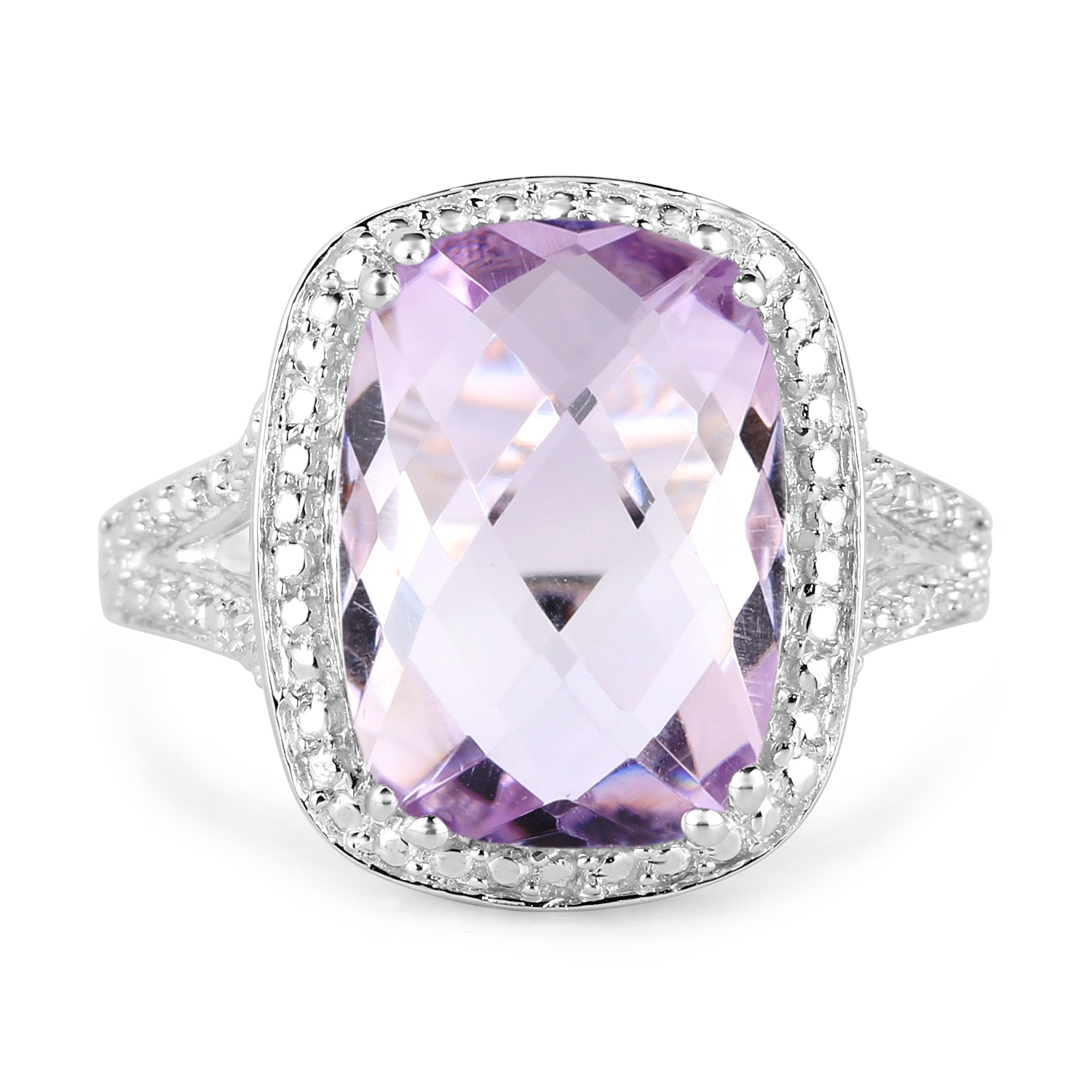 5.78 Carat Genuine Pink Amethyst .925 Sterling Silver Ring