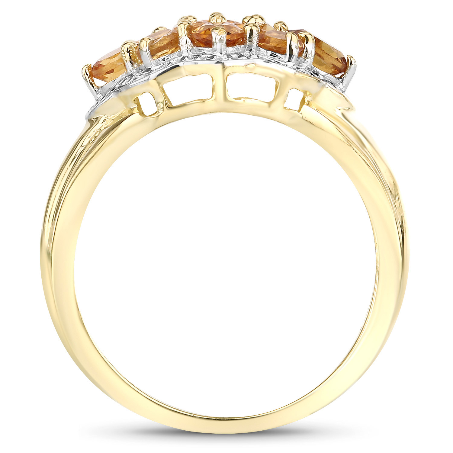 14K Yellow Gold Plated 1.24 Carat Genuine Citrine .925 Sterling Silver Ring