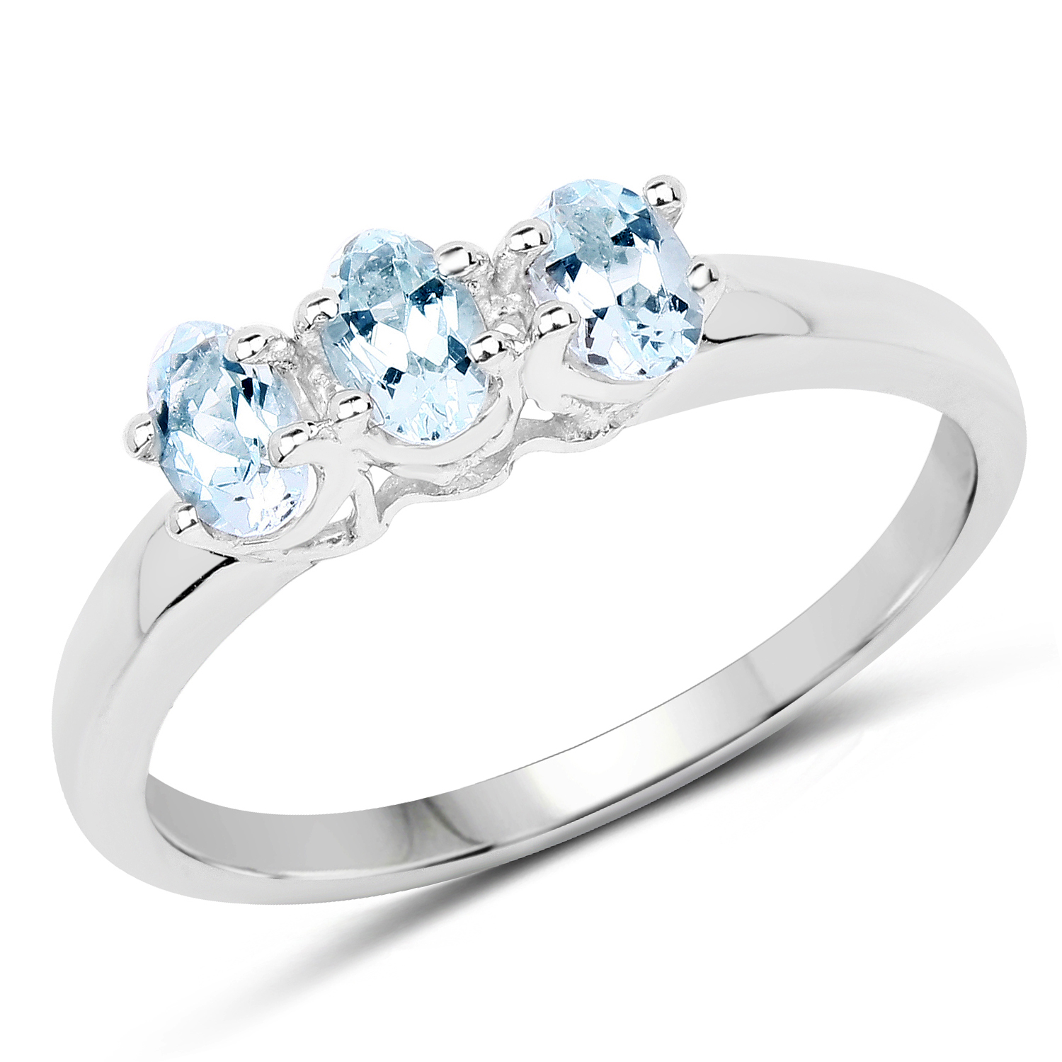 0.60 Carat Genuine Aquamarine .925 Sterling Silver Ring