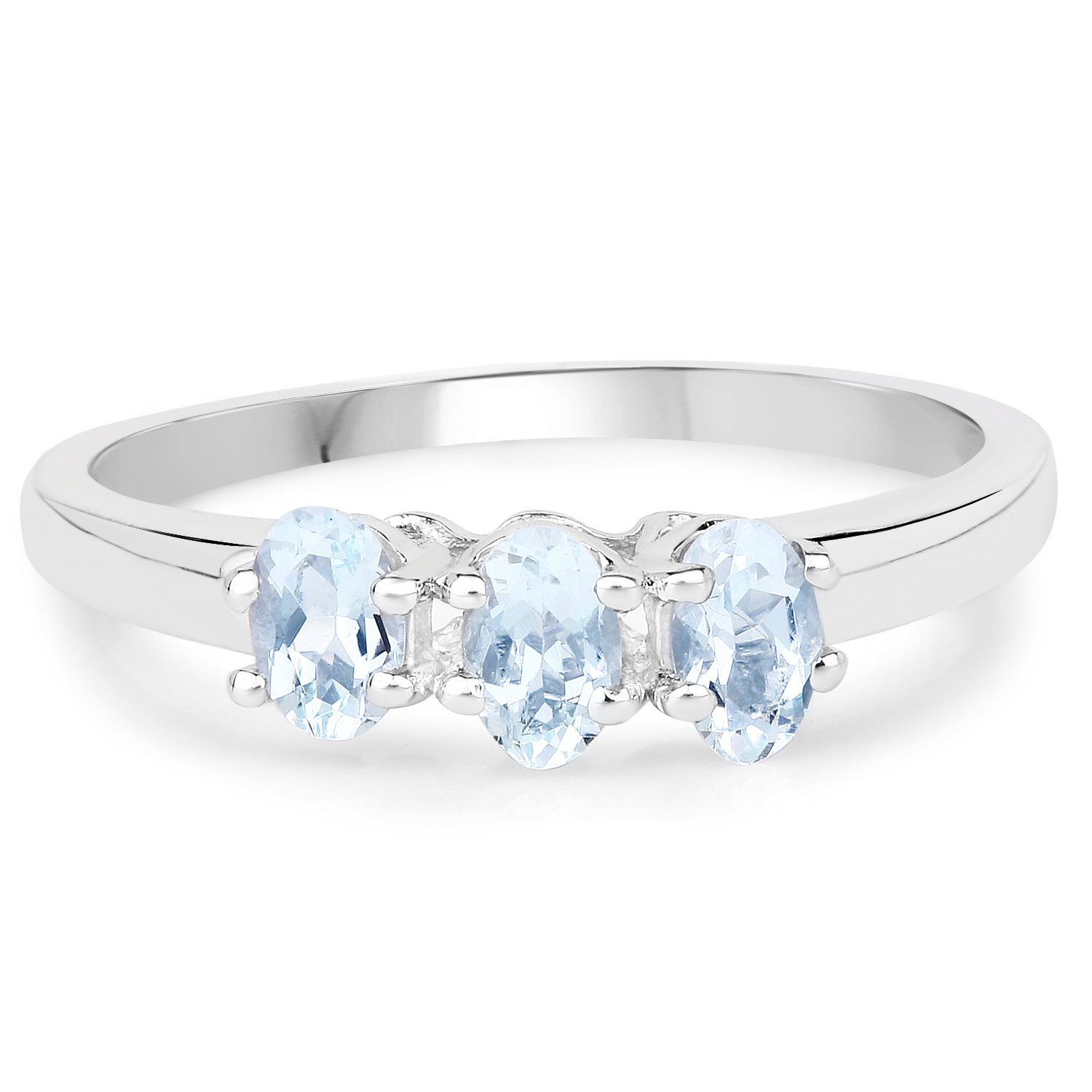 0.60 Carat Genuine Aquamarine .925 Sterling Silver Ring