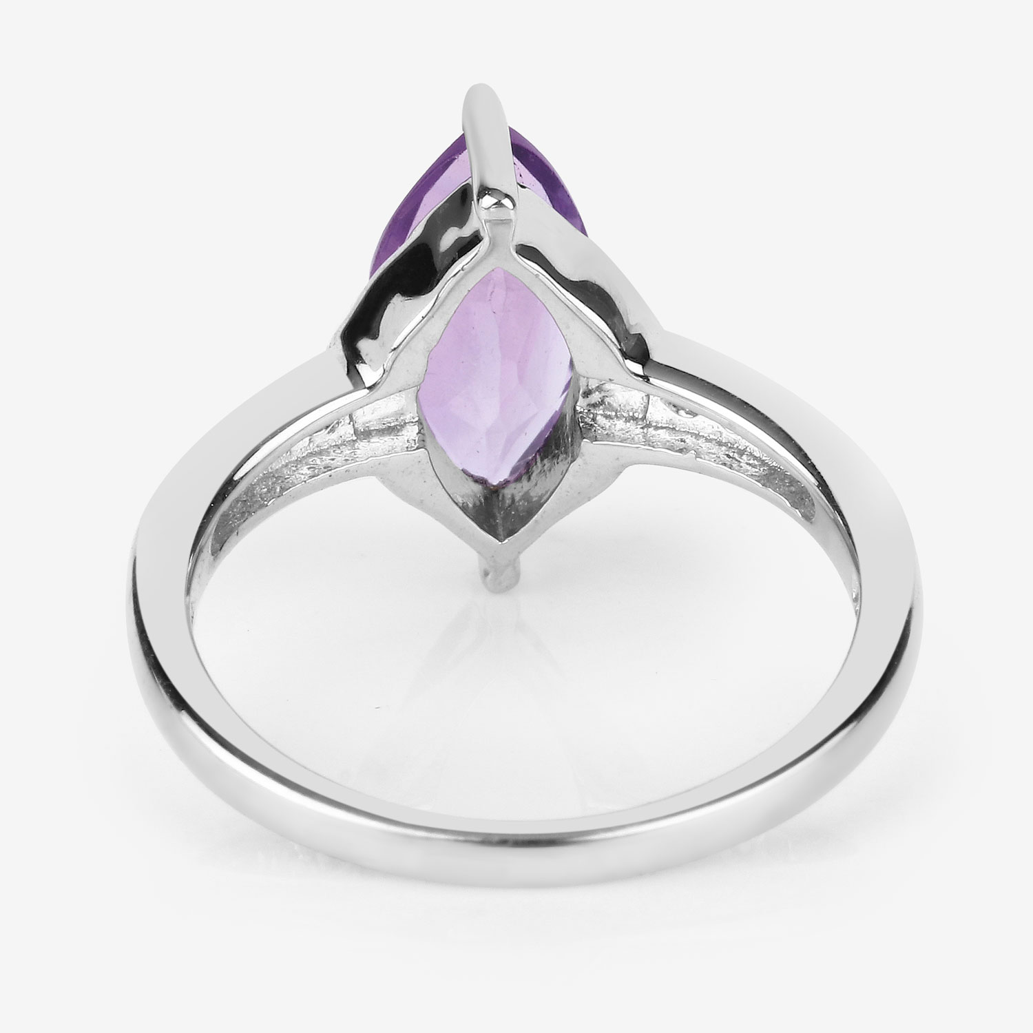 1.55 Carat Genuine Amethyst and White Topaz .925 Sterling Silver Ring