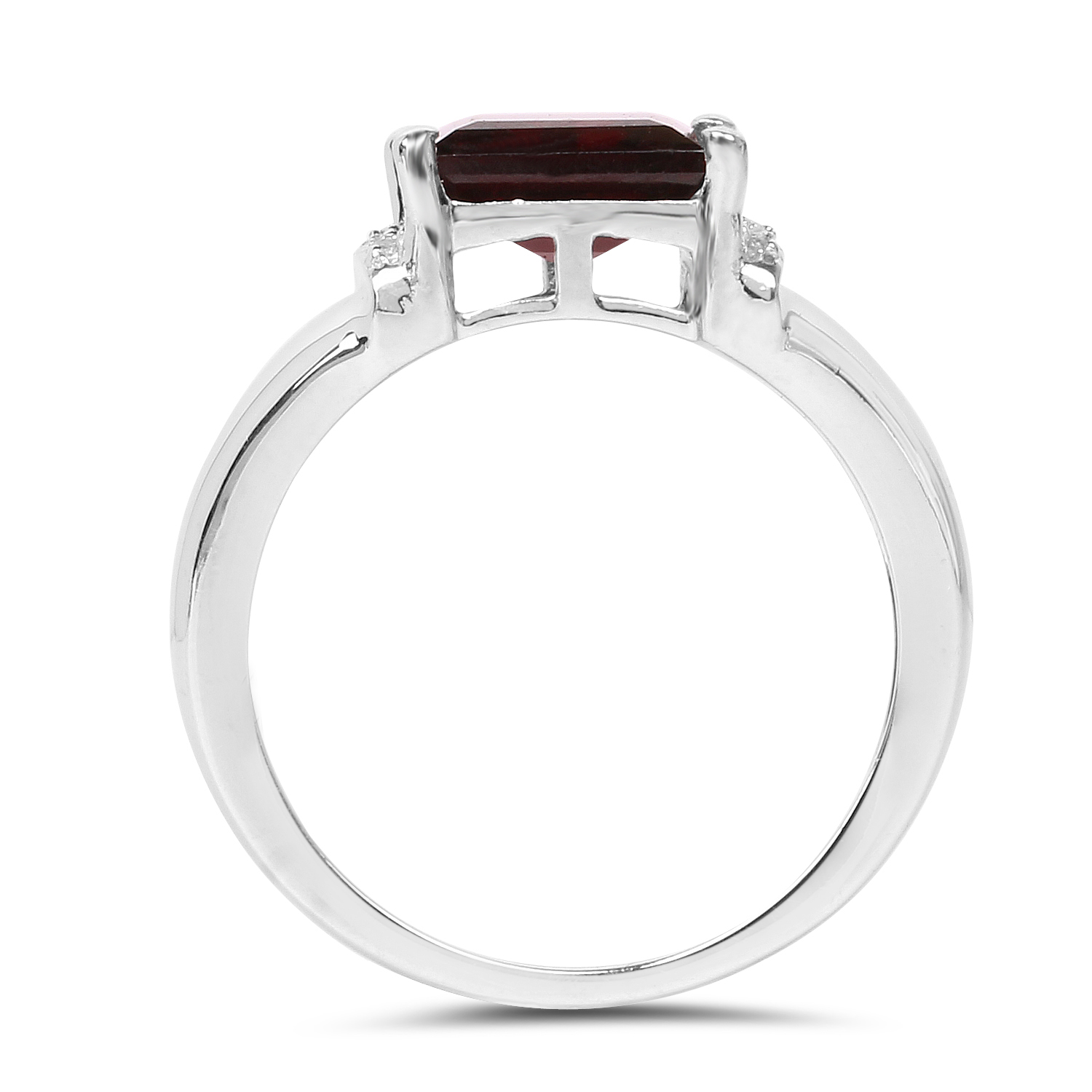 2.90 Carat Genuine Garnet & White Topaz .925 Sterling Silver Ring
