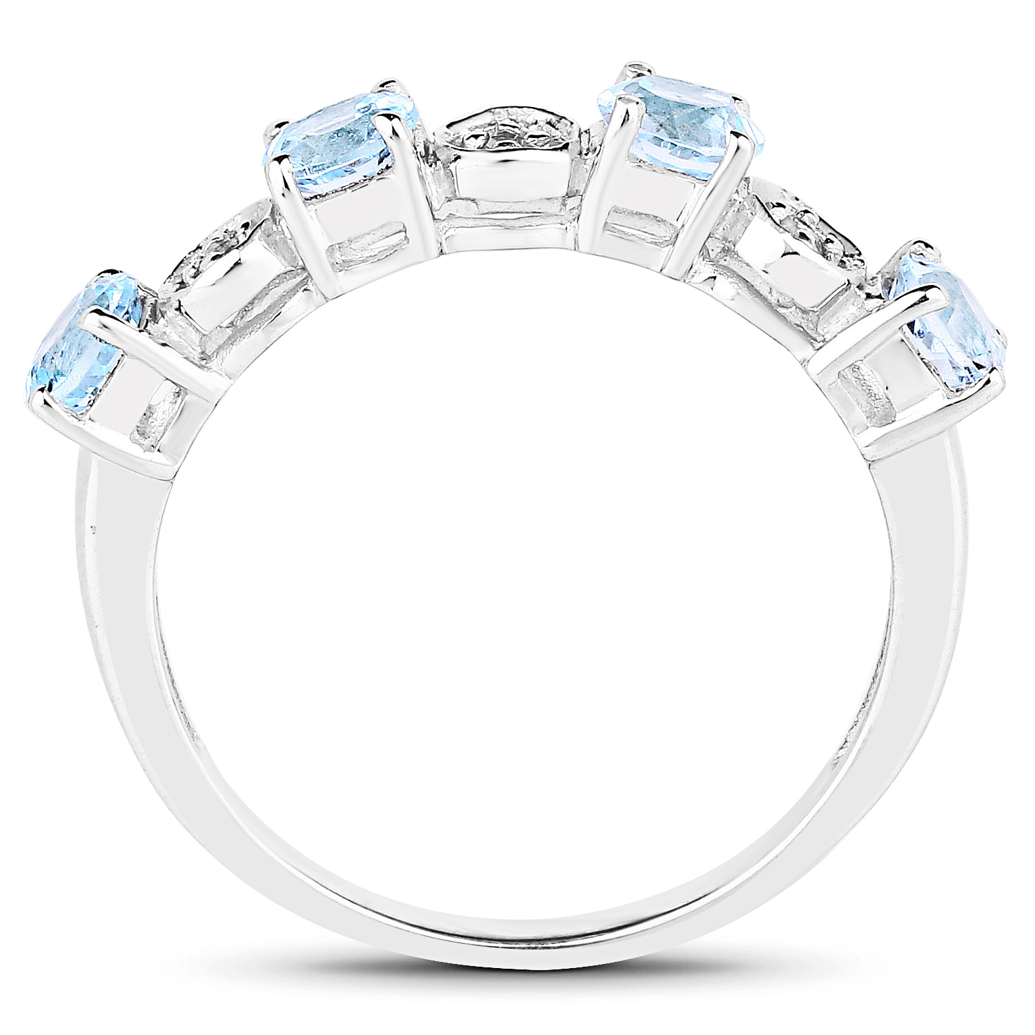 1.33 Carat Genuine Blue Topaz and White Diamond .925 Sterling Silver Ring