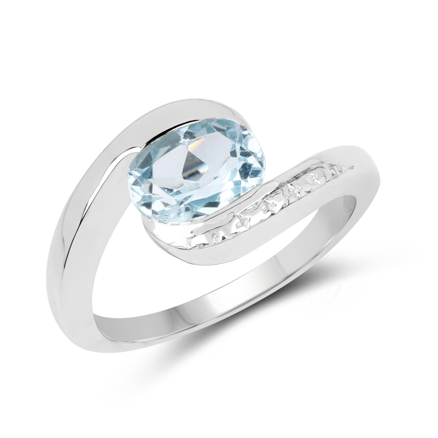 1.60 Carat Genuine Blue Topaz .925 Sterling Silver Ring