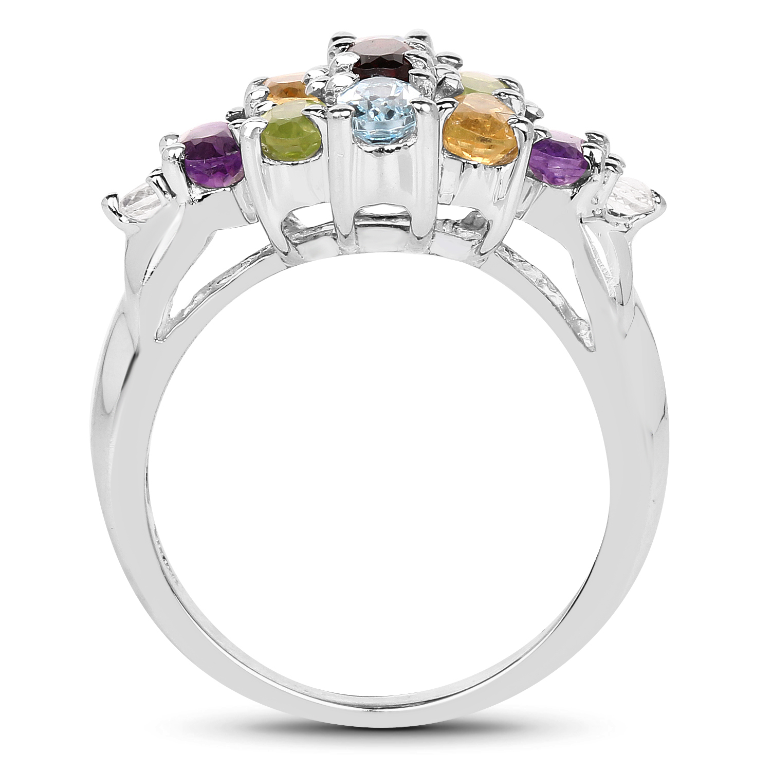 2.83 Carat Genuine Multi Stone .925 Sterling Silver Ring