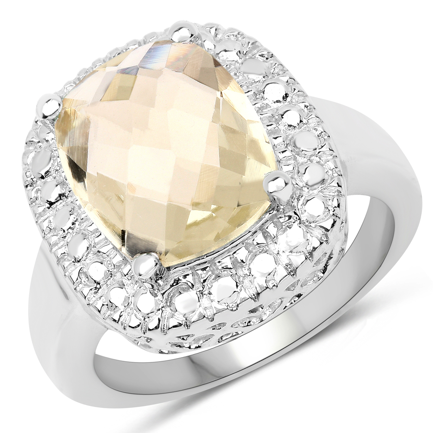 4.42 Carat Genuine Lemon Quartz .925 Sterling Silver Ring