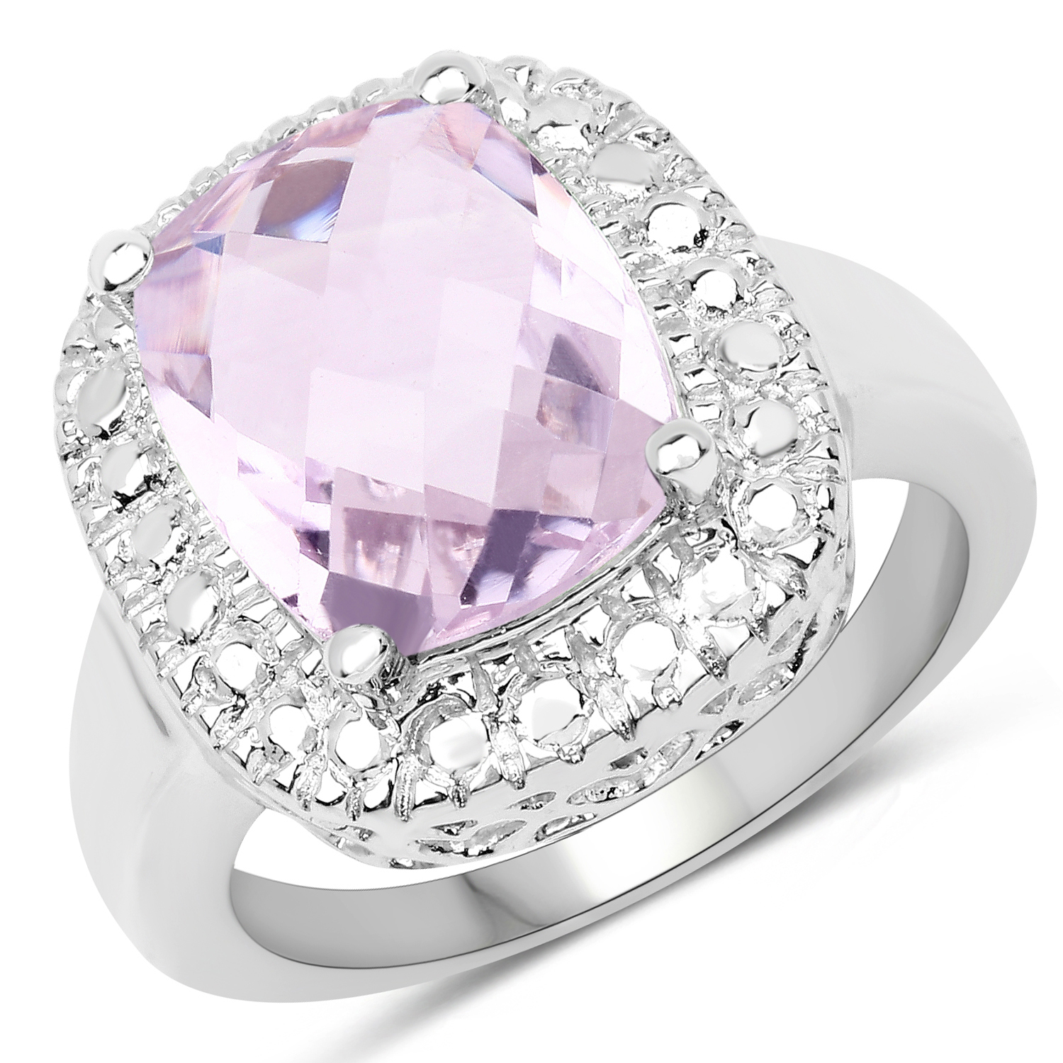 3.91 Carat Genuine Pink Amethyst .925 Sterling Silver Ring
