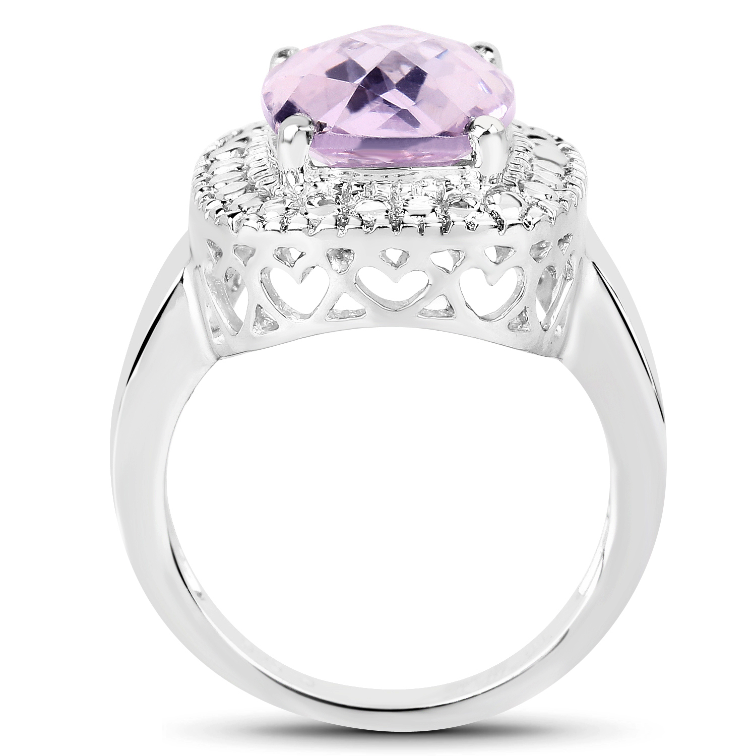 3.91 Carat Genuine Pink Amethyst .925 Sterling Silver Ring