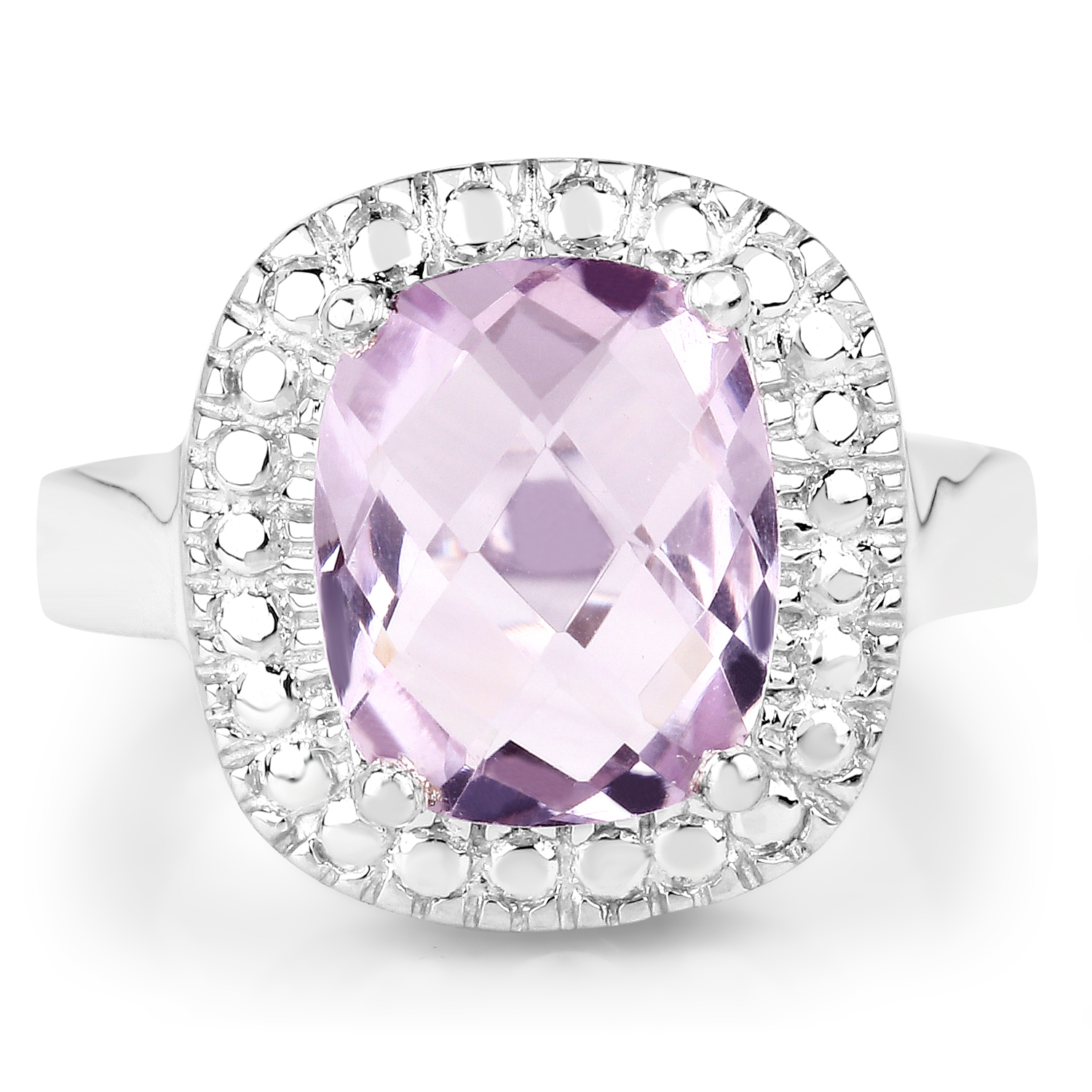 3.91 Carat Genuine Pink Amethyst .925 Sterling Silver Ring