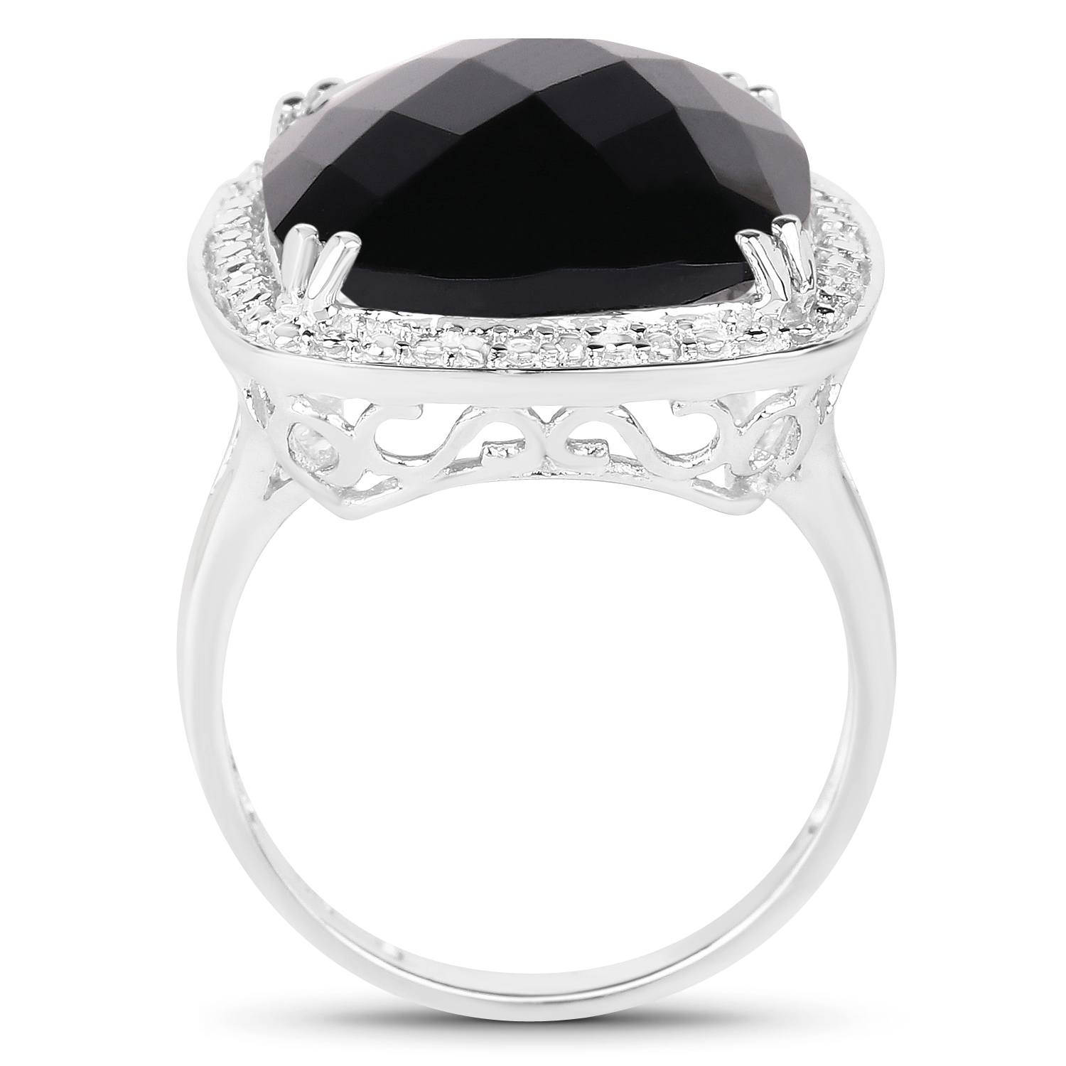 9.77 Carat Genuine Black Onyx .925 Sterling Silver Ring