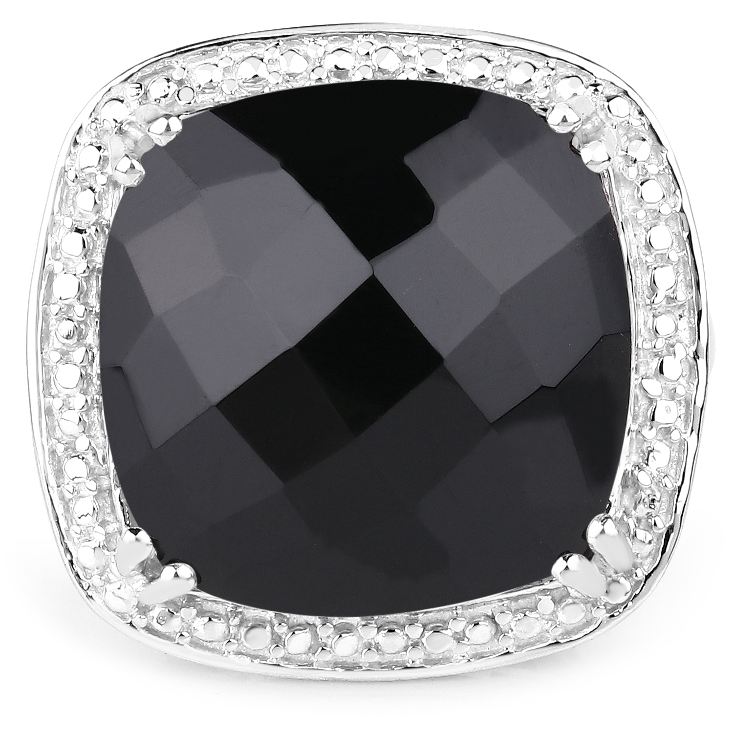 9.77 Carat Genuine Black Onyx .925 Sterling Silver Ring