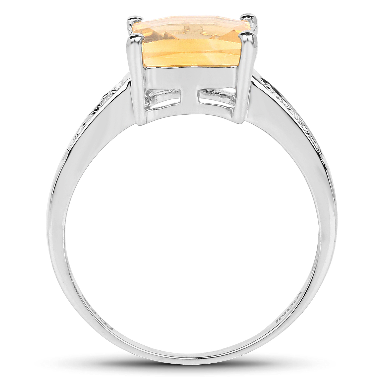 2.34 Carat Genuine Citrine and White Topaz .925 Sterling Silver Ring