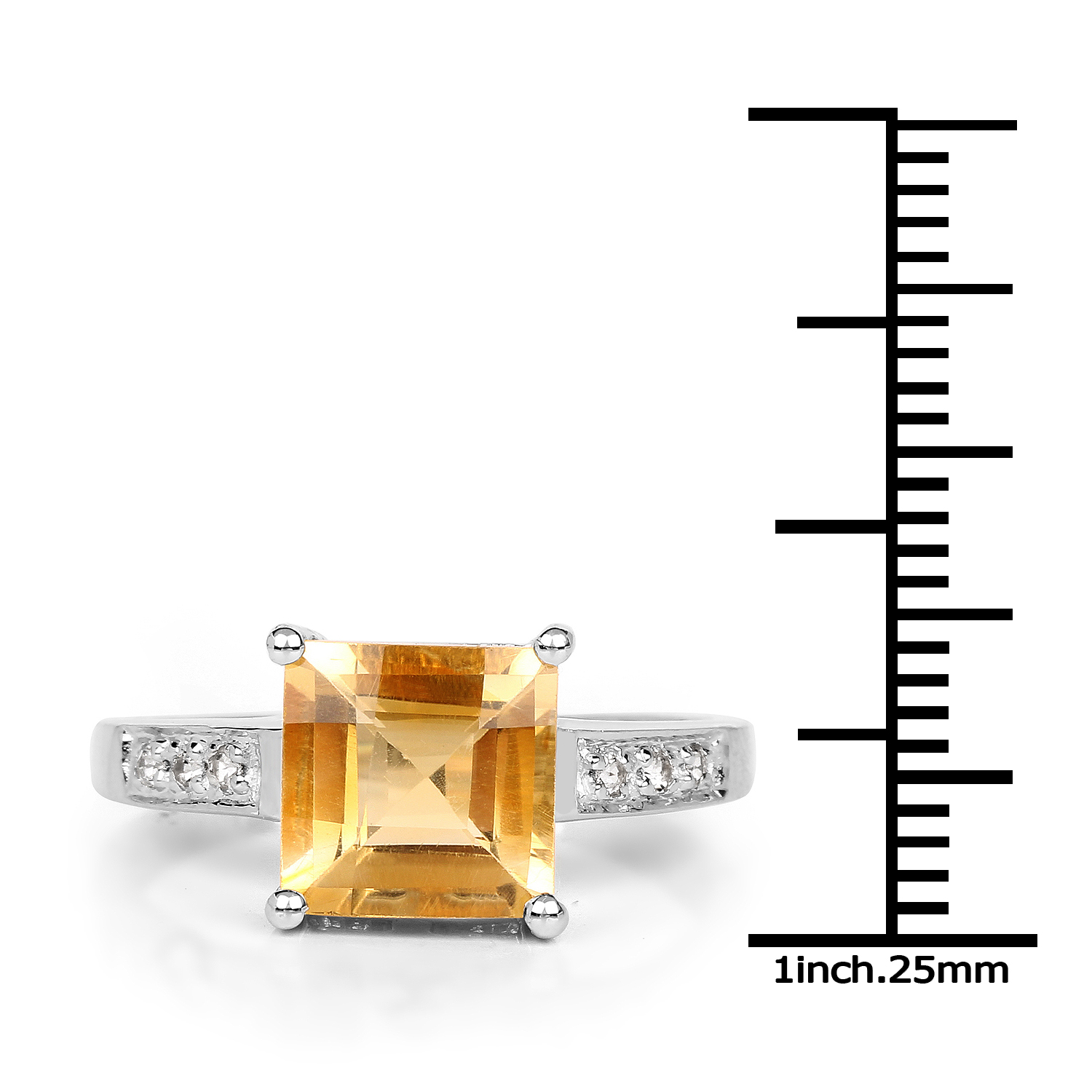 2.34 Carat Genuine Citrine and White Topaz .925 Sterling Silver Ring